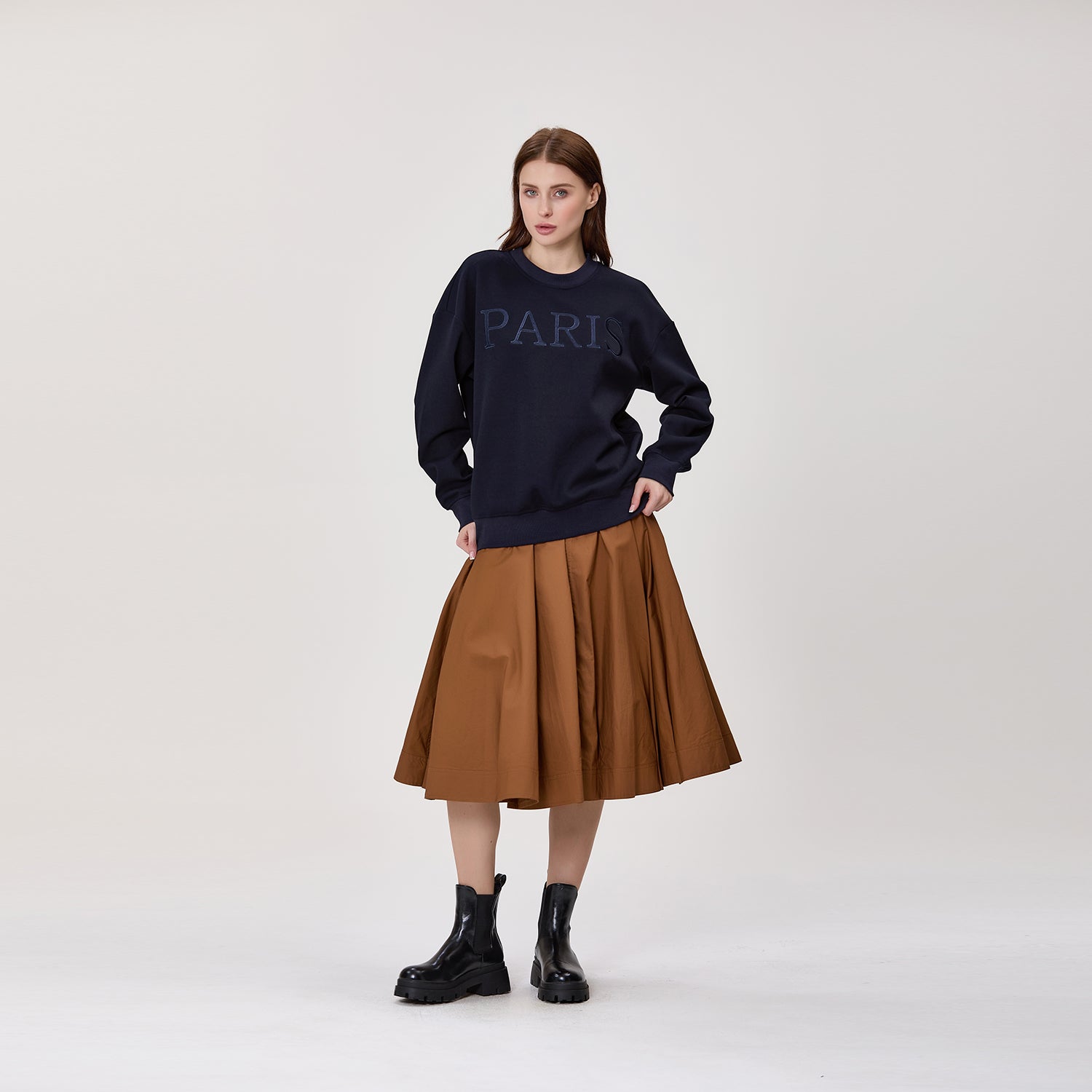 Jupe midi à coupe évasée en coton