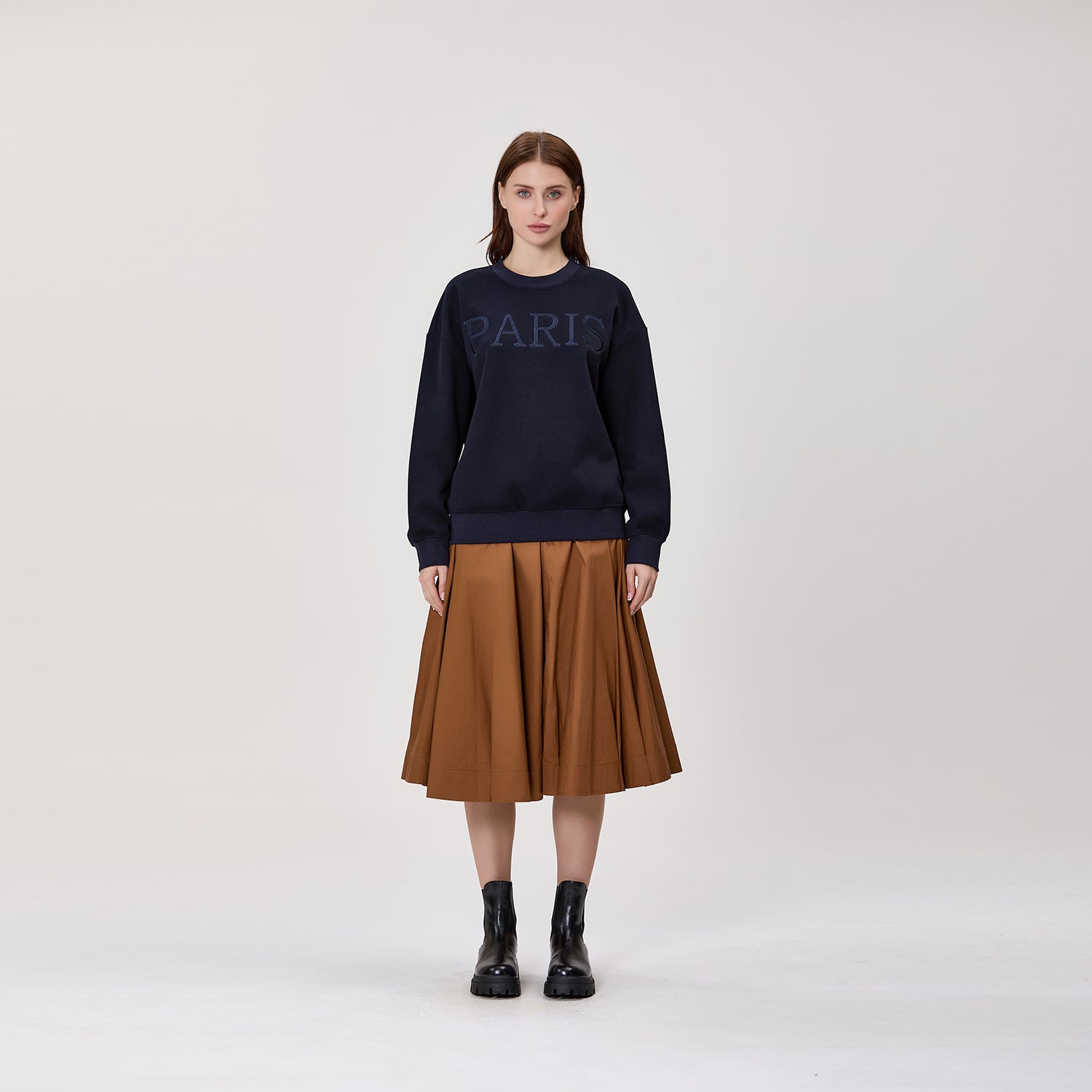 Jupe midi à coupe évasée en coton