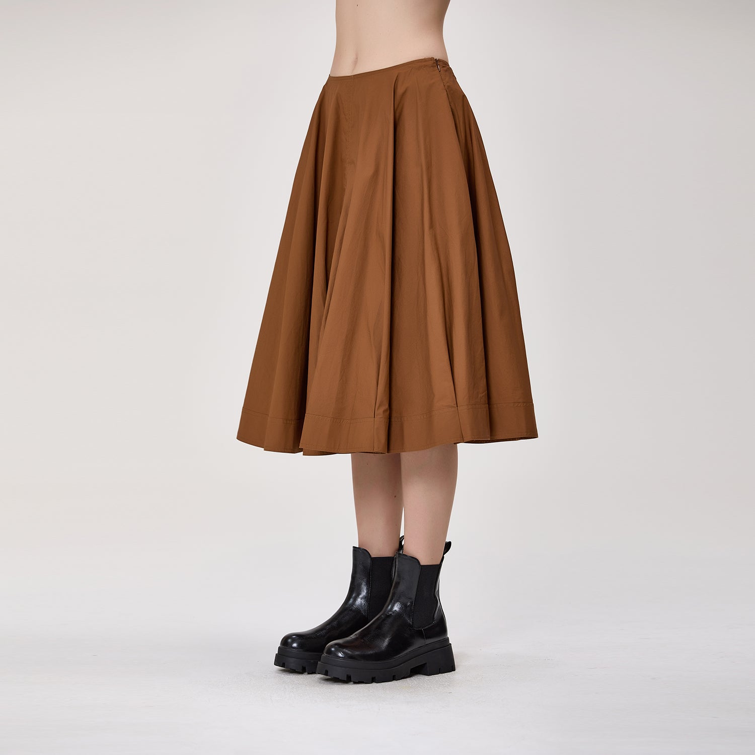 Jupe midi à coupe évasée en coton