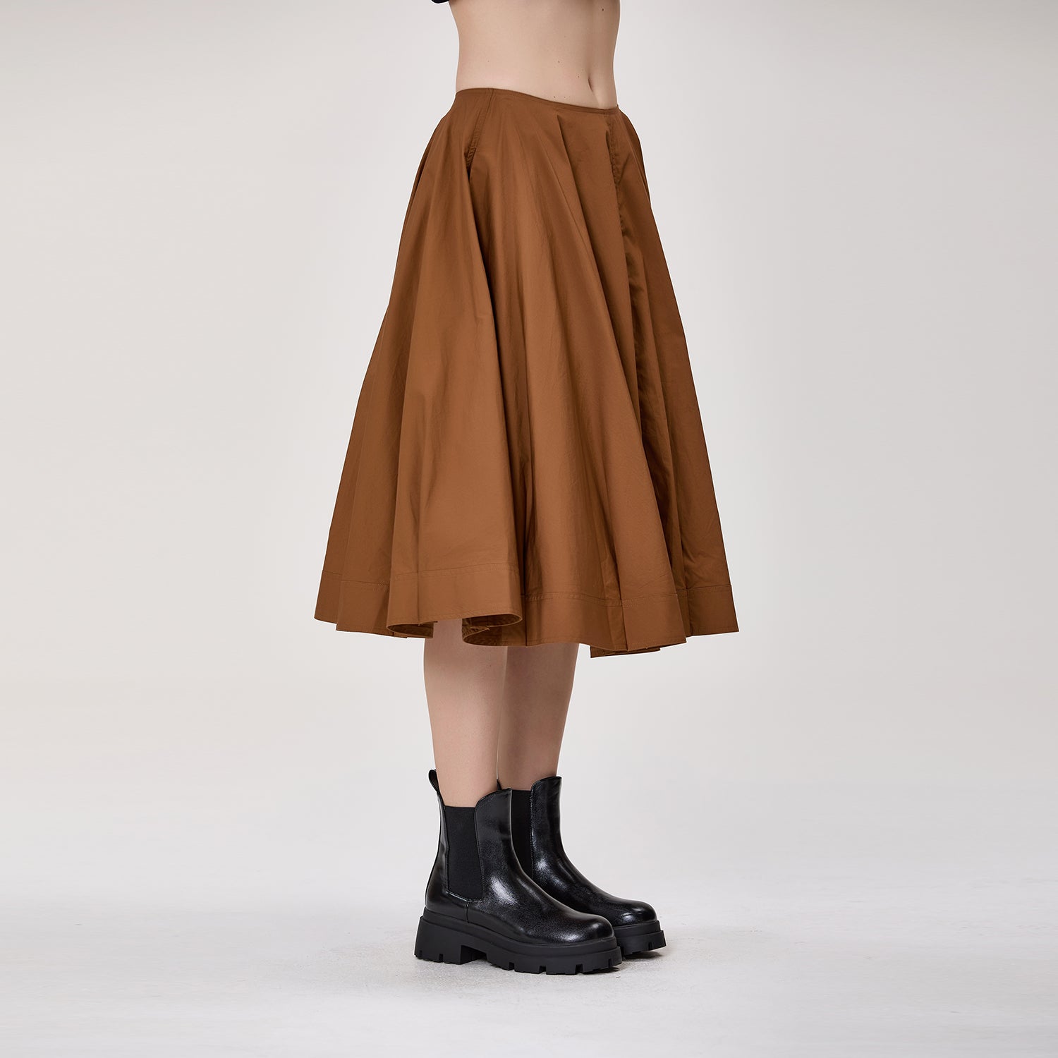 Jupe midi à coupe évasée en coton