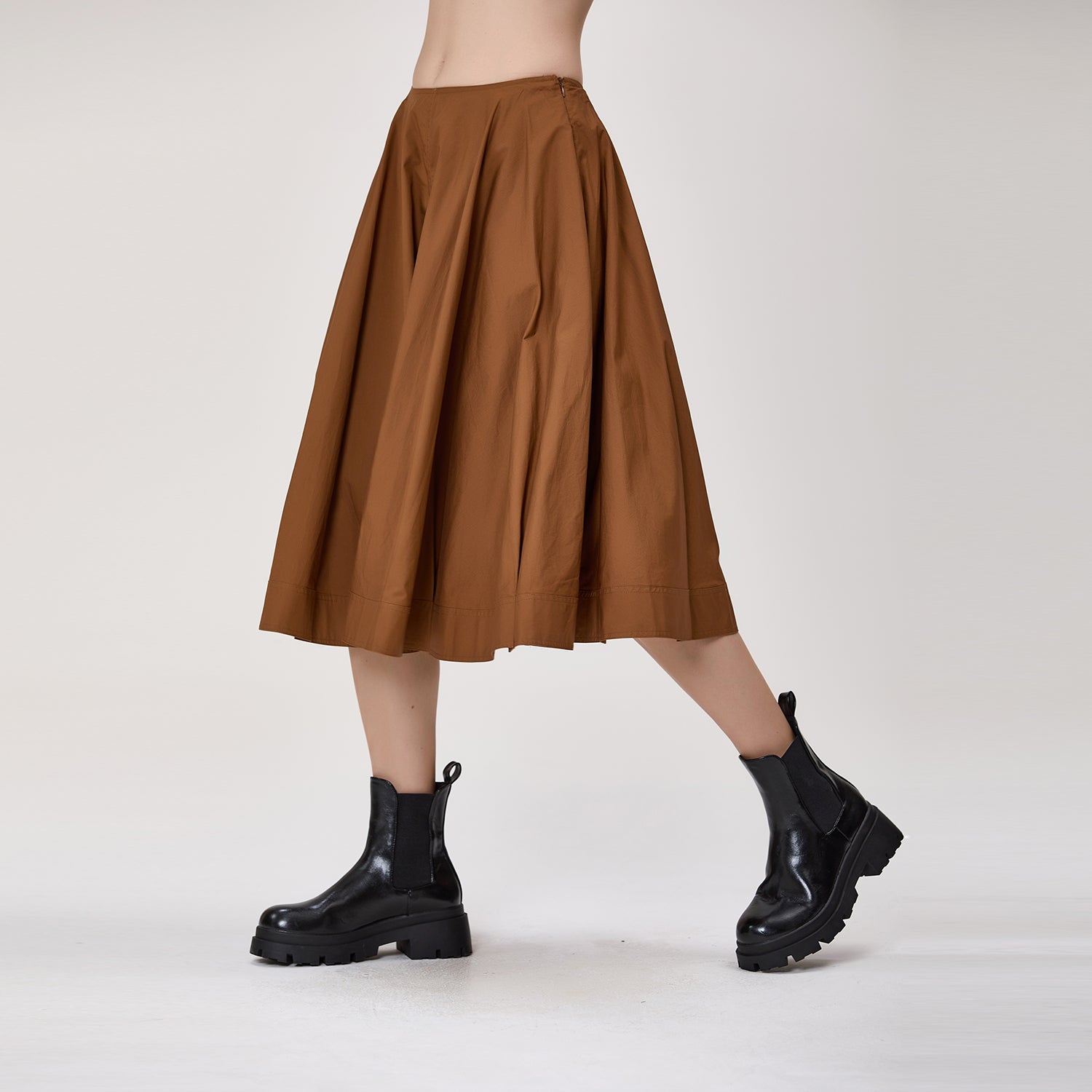 Jupe midi à coupe évasée en coton
