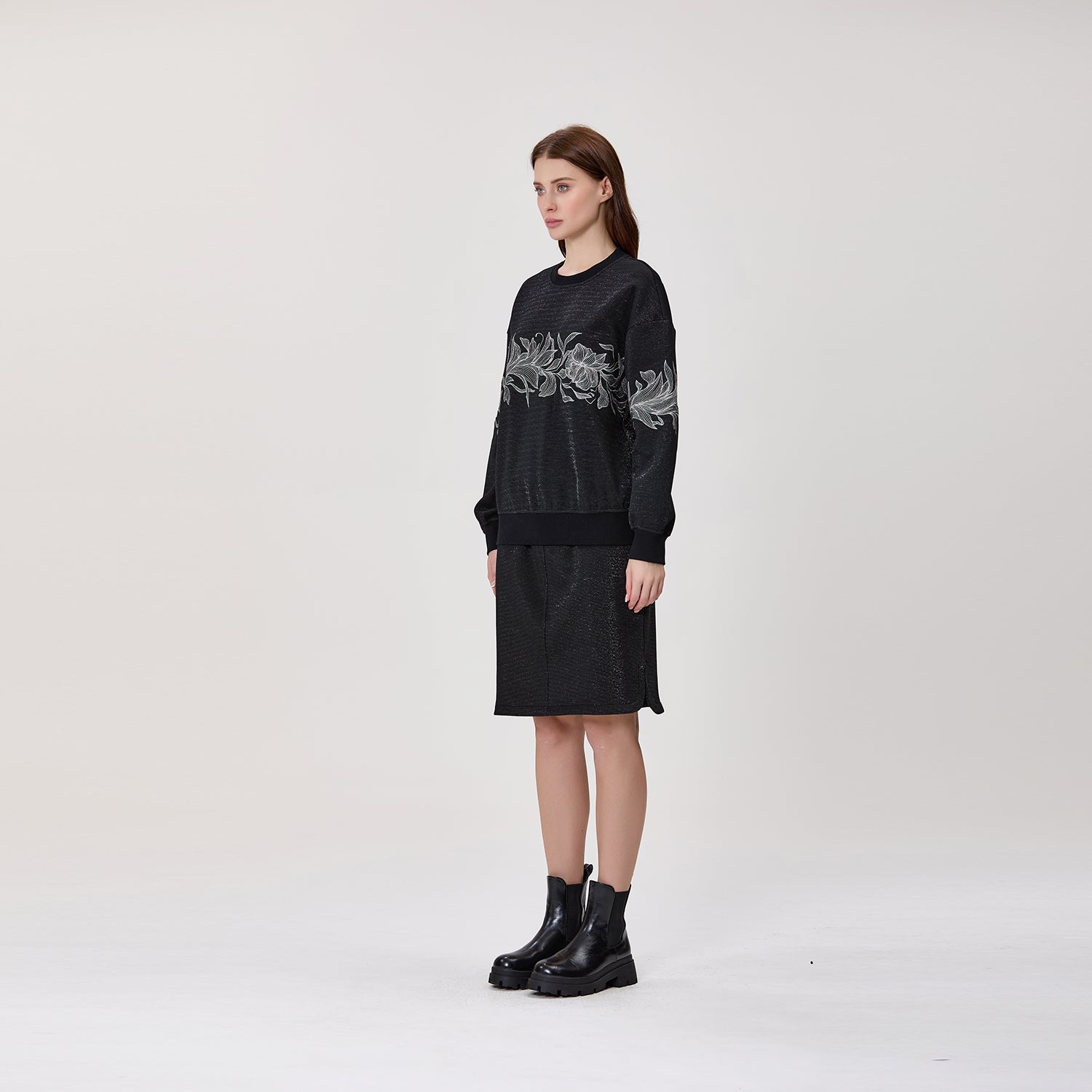Jupe droite en maille à taille élastiquée