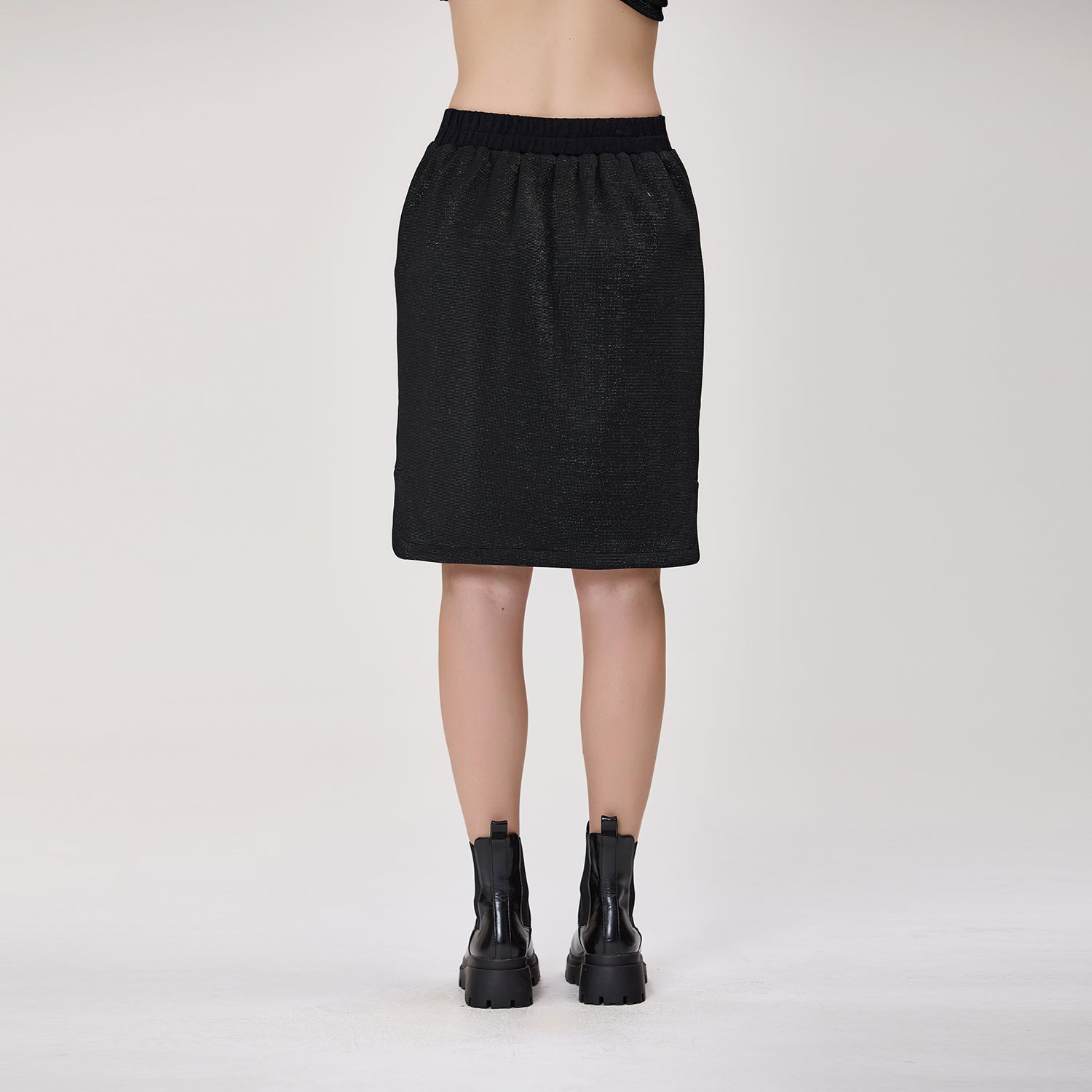 Jupe droite en maille à taille élastiquée