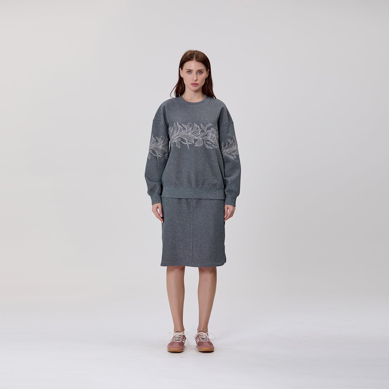 Sweat en maille à motif floral femme