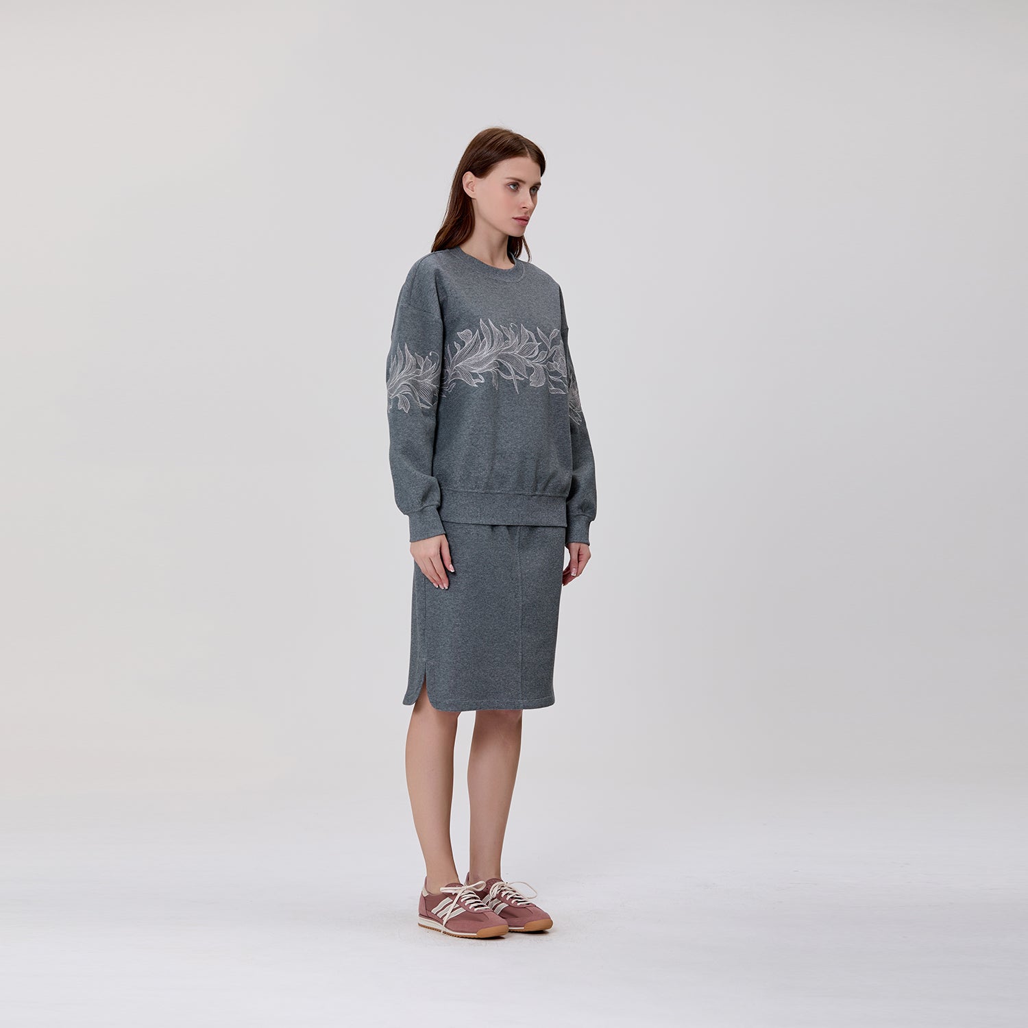 Sweat en maille à motif floral femme