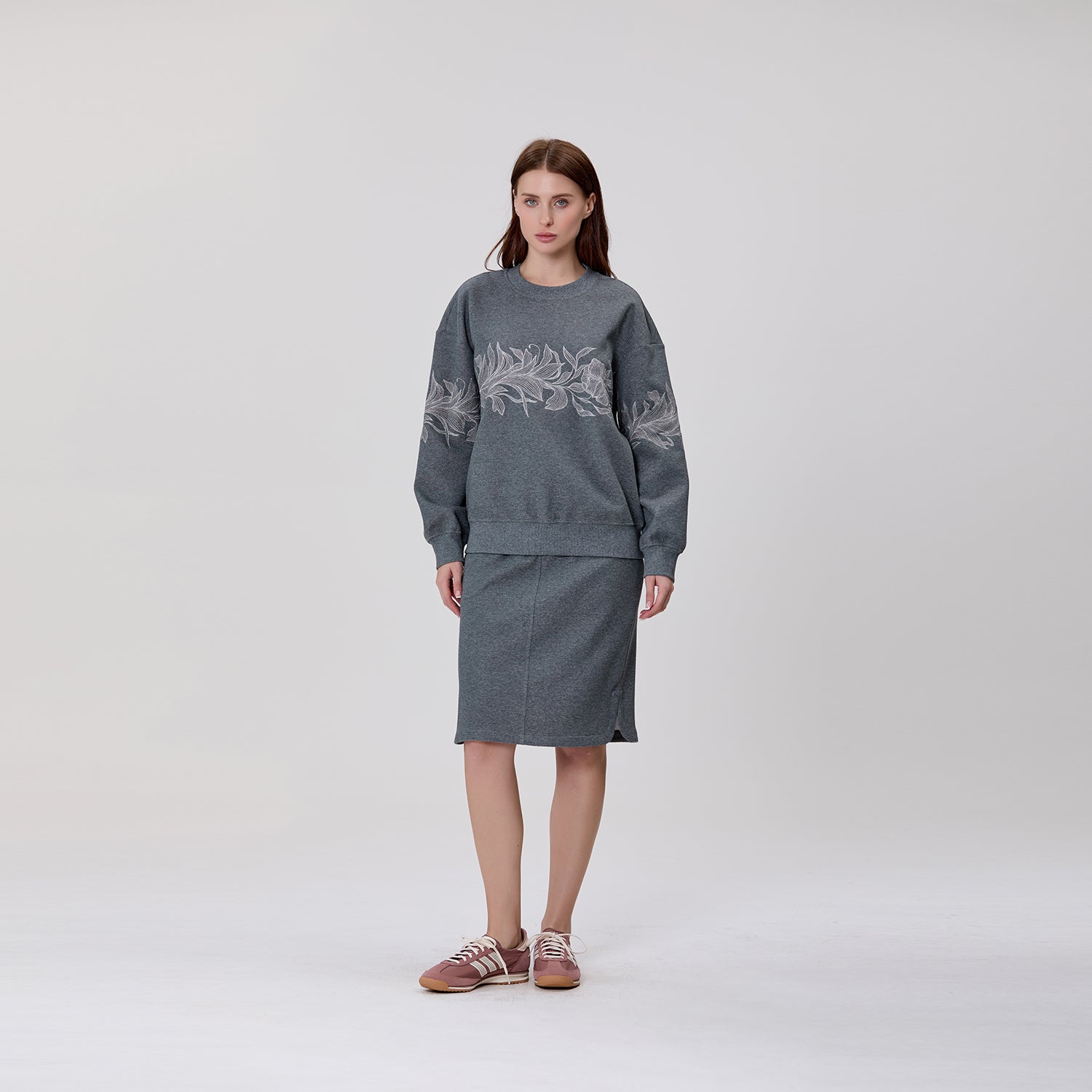 Jupe droite en maille à taille élastiquée