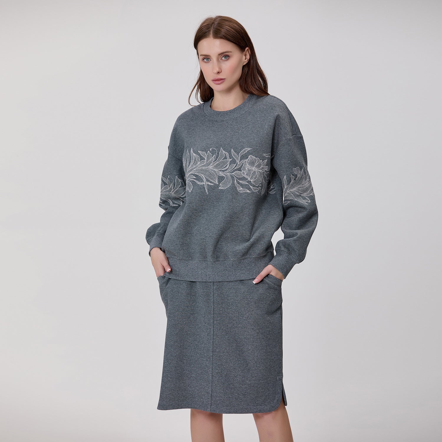 Jupe droite en maille à taille élastiquée