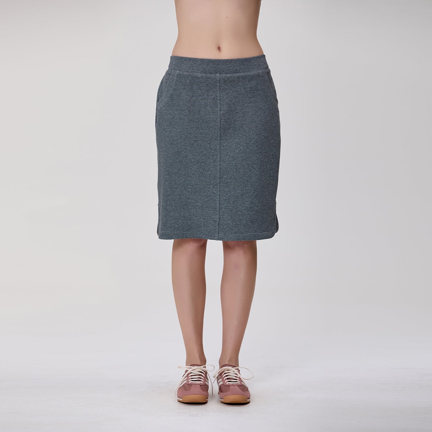 Jupe droite en maille à taille élastiquée