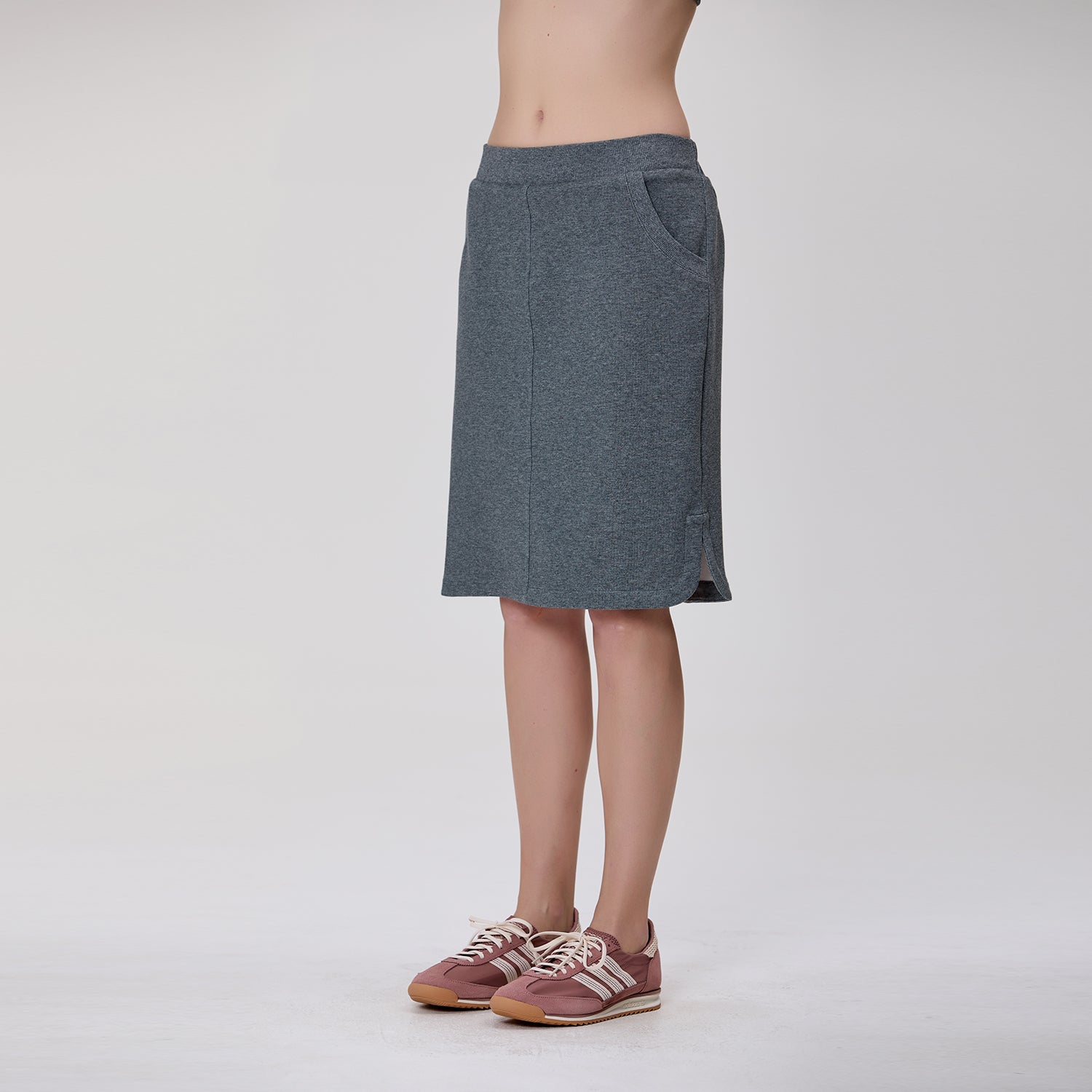 Jupe droite en maille à taille élastiquée