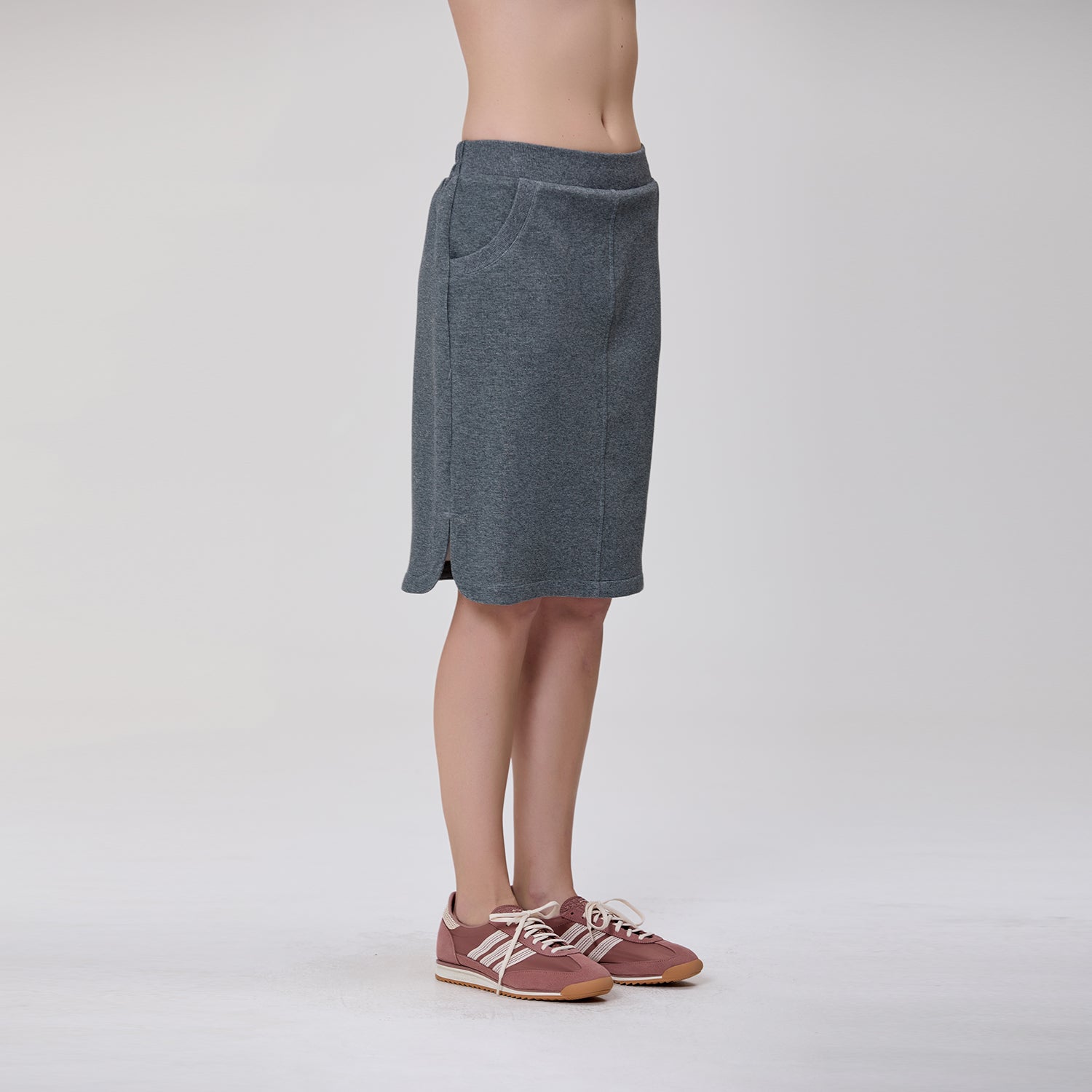 Jupe droite en maille à taille élastiquée