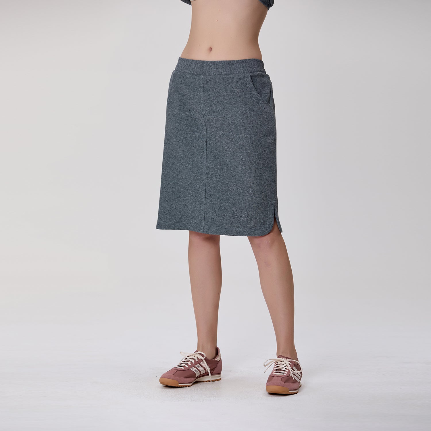 Jupe droite en maille à taille élastiquée