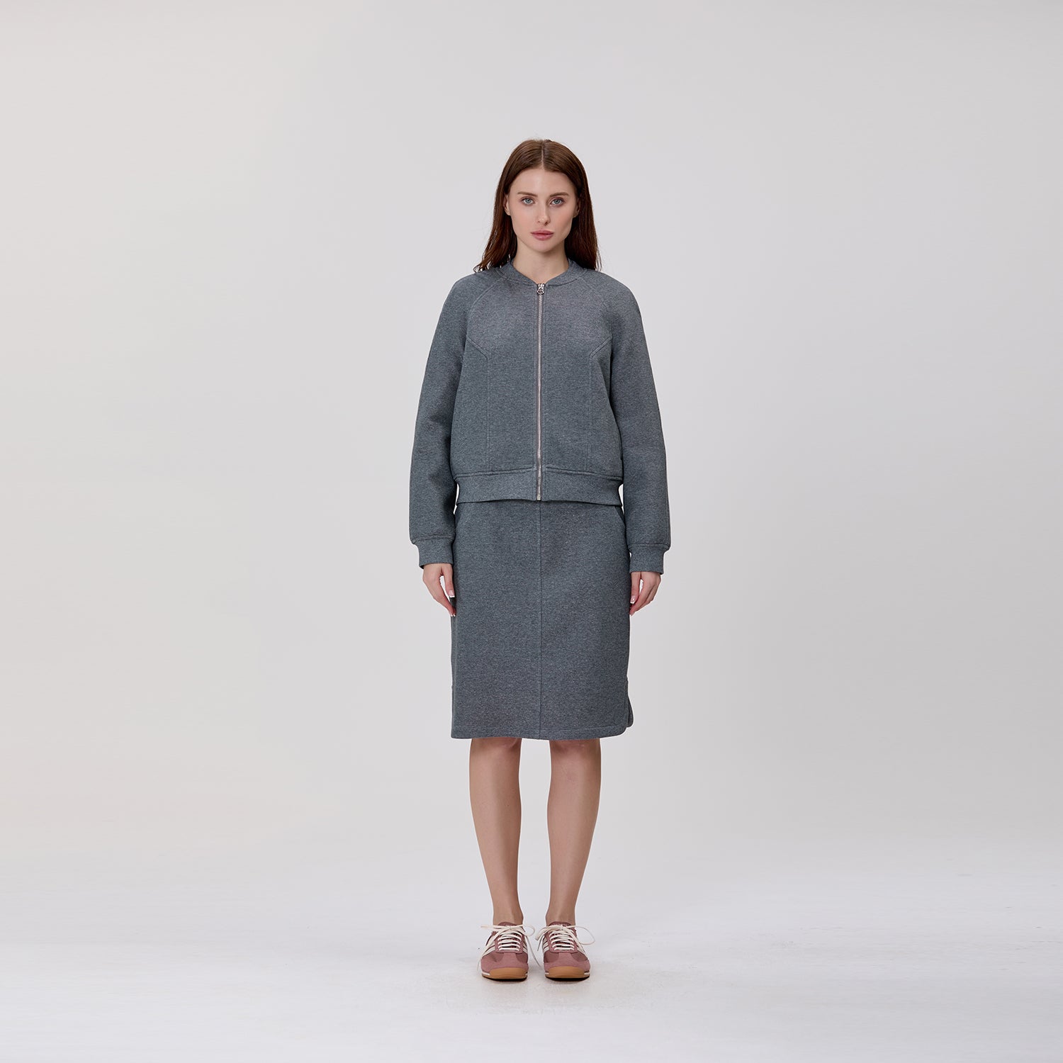 Jupe droite en maille à taille élastiquée