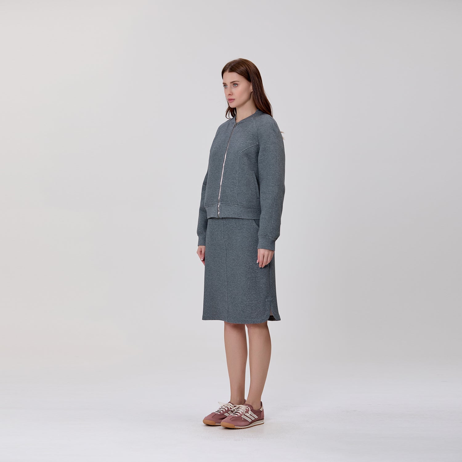Jupe droite en maille à taille élastiquée