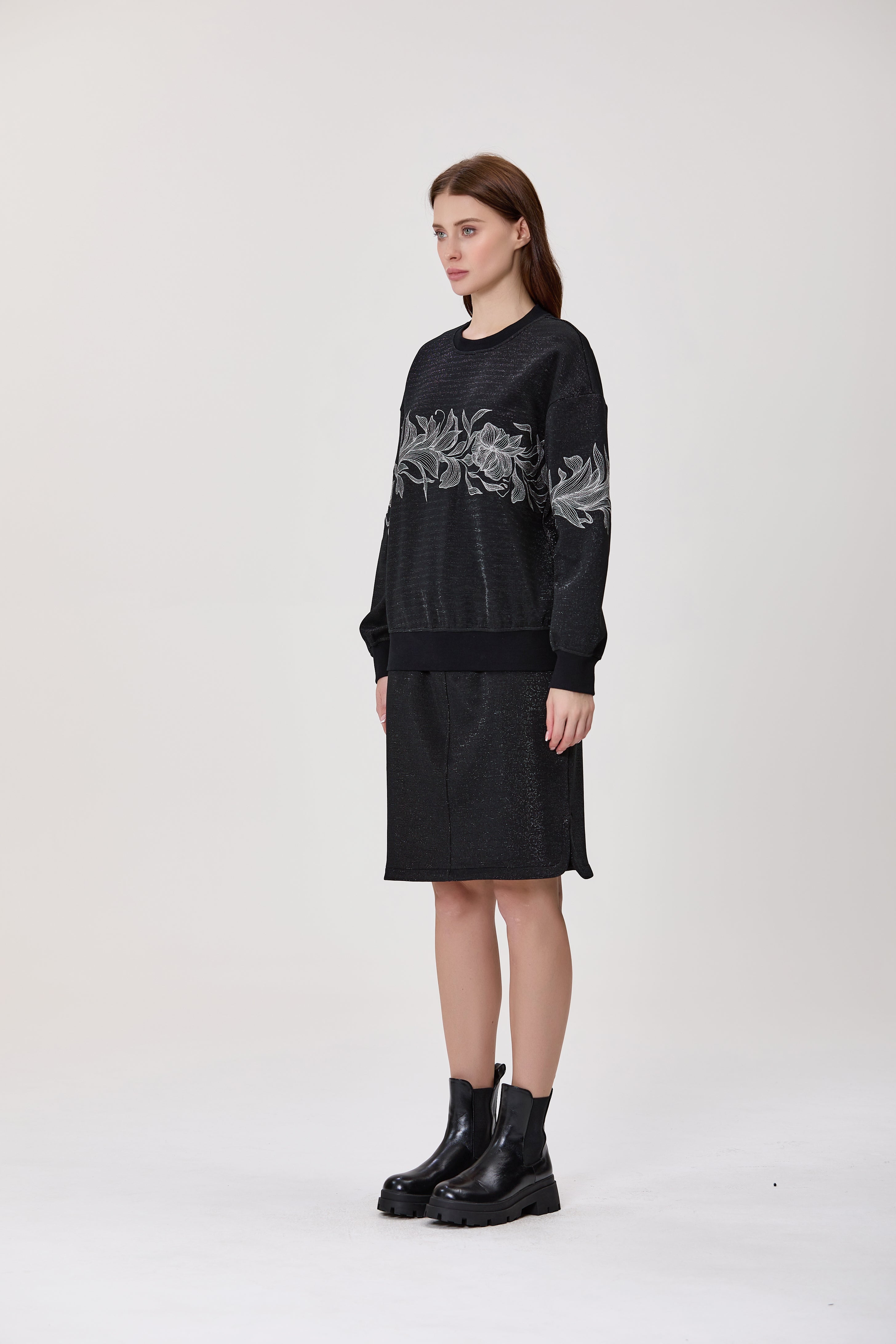 Jupe droite en maille à taille élastiquée