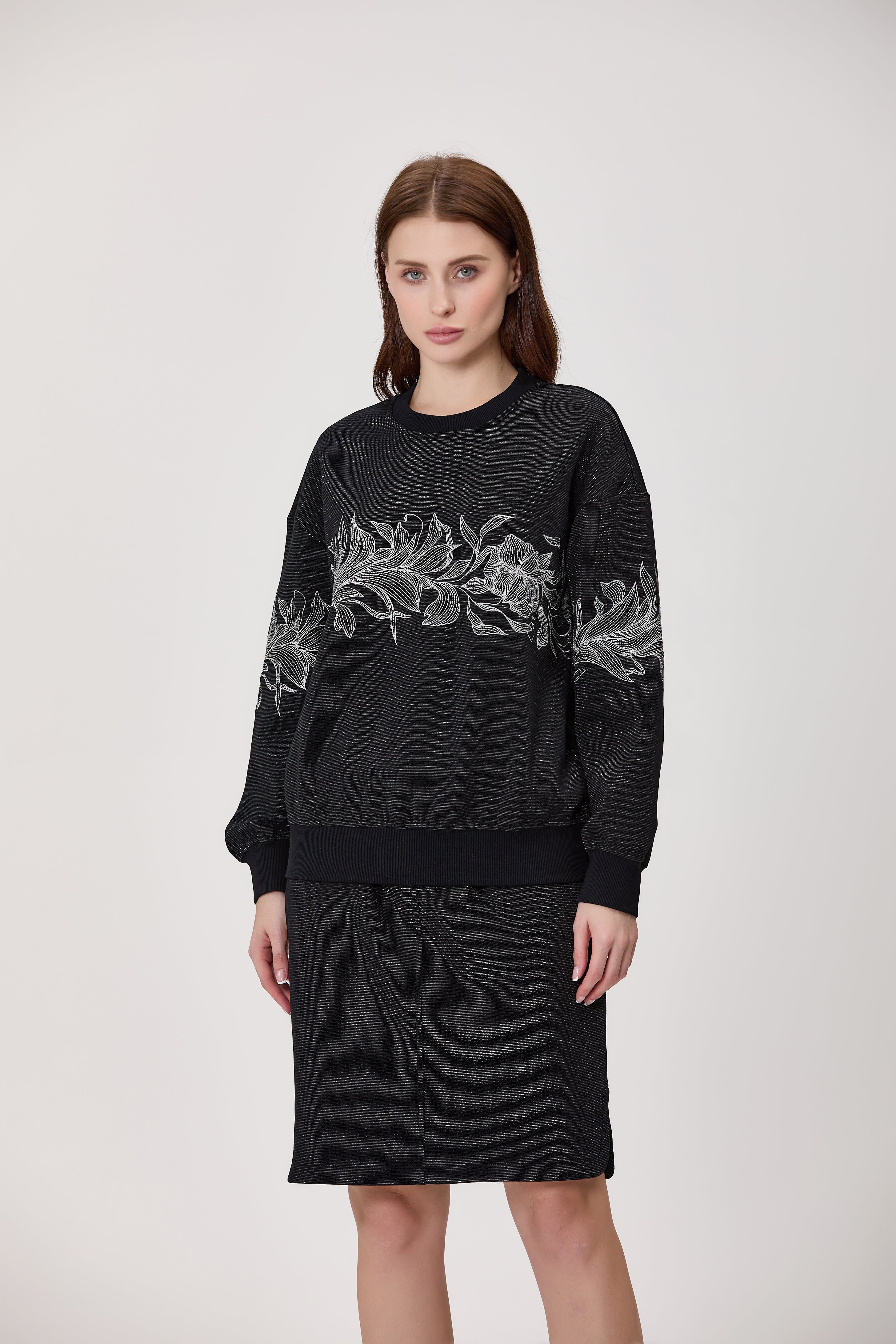Jupe droite en maille à taille élastiquée