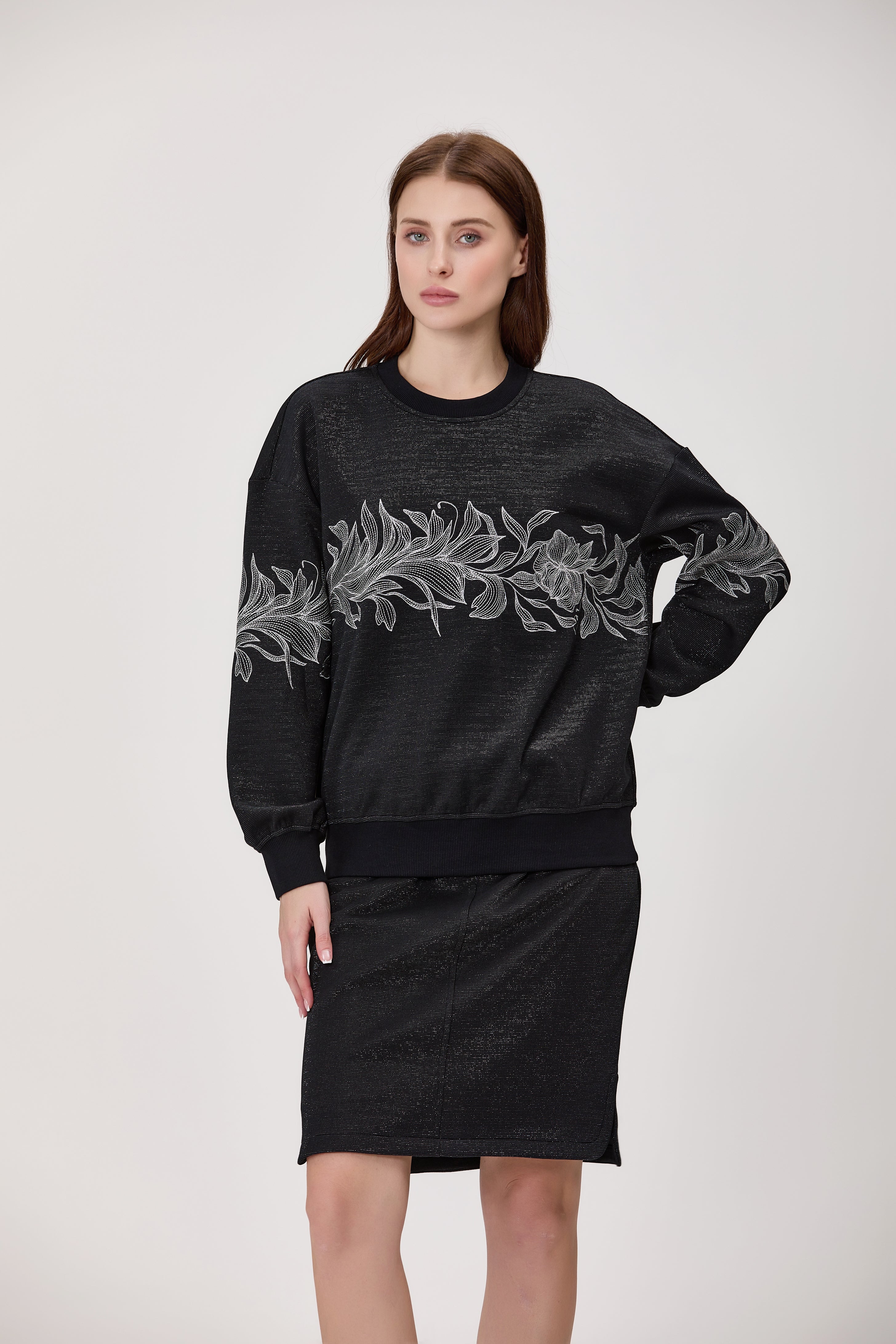Jupe droite en maille à taille élastiquée