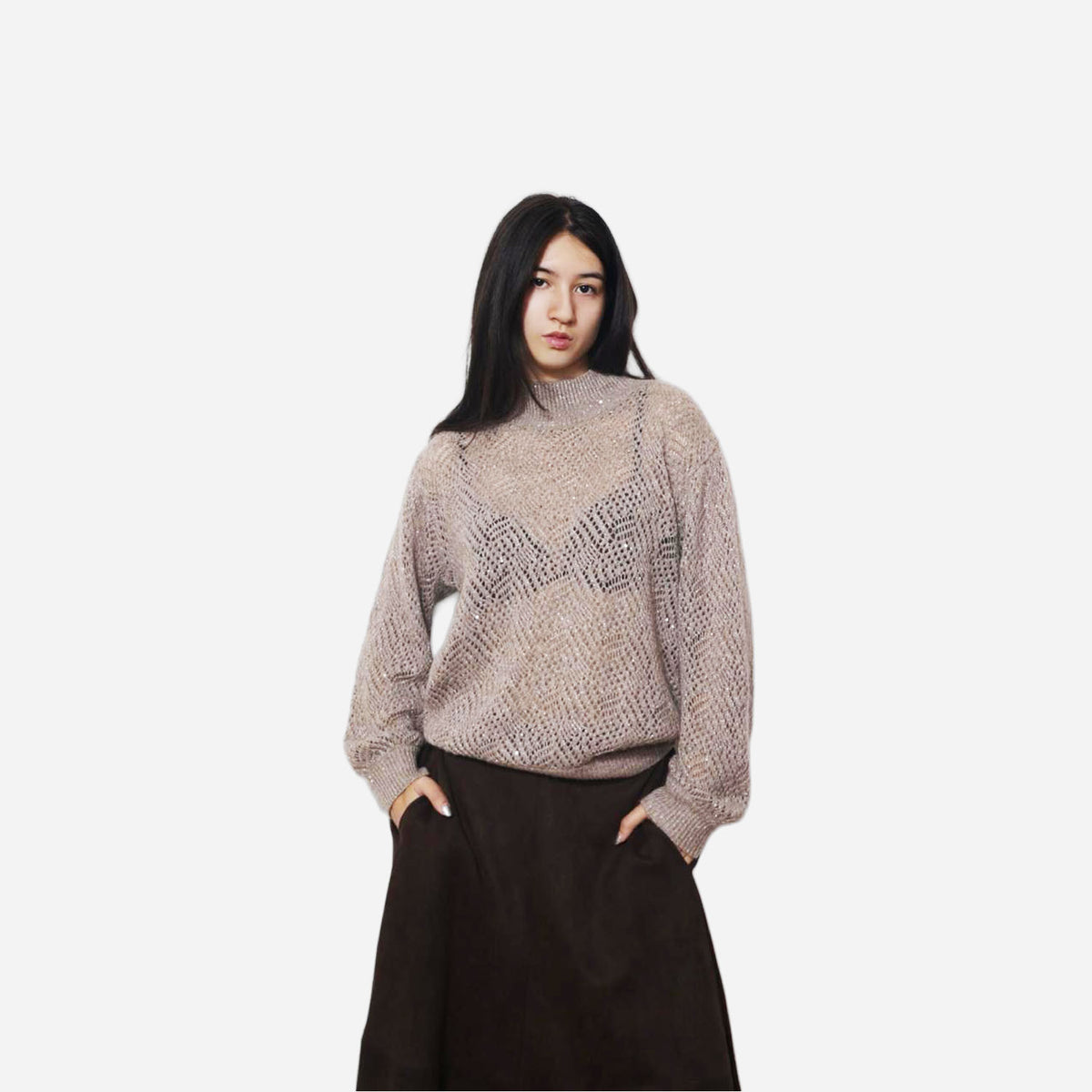 Pull en mélange de laine à col montant