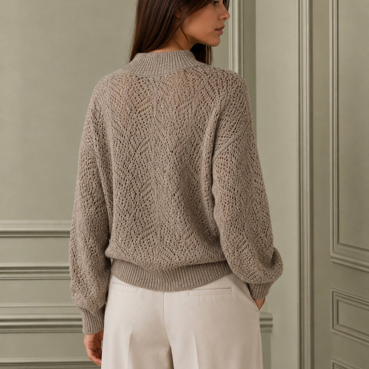 Pull en mélange de laine à col montant