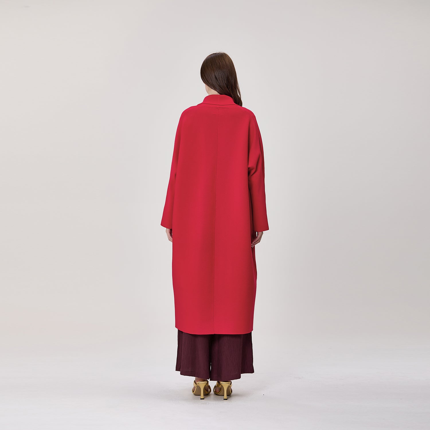 Manteau long ouvert à coupe droite