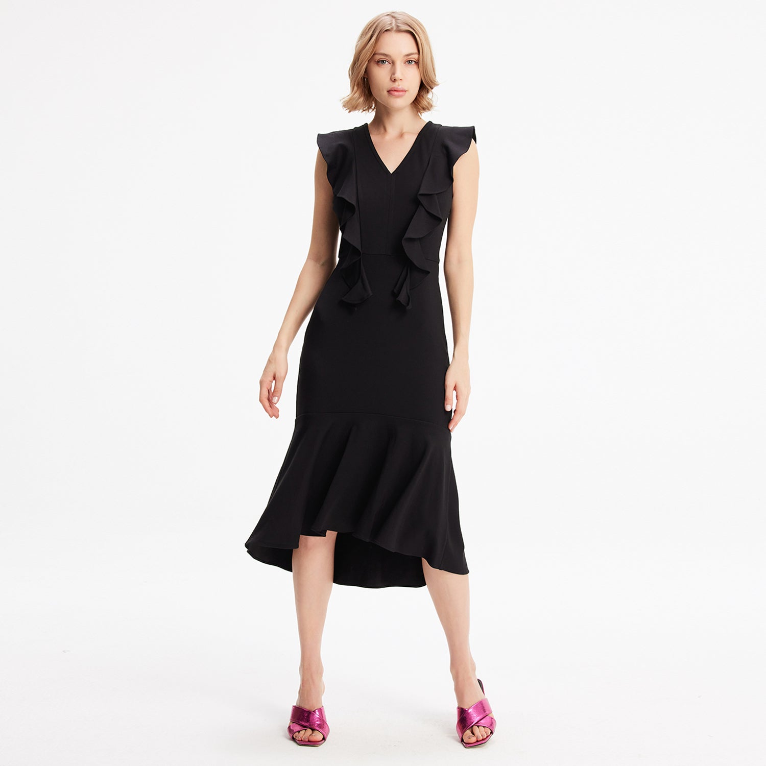 Robe jersey à larges volants