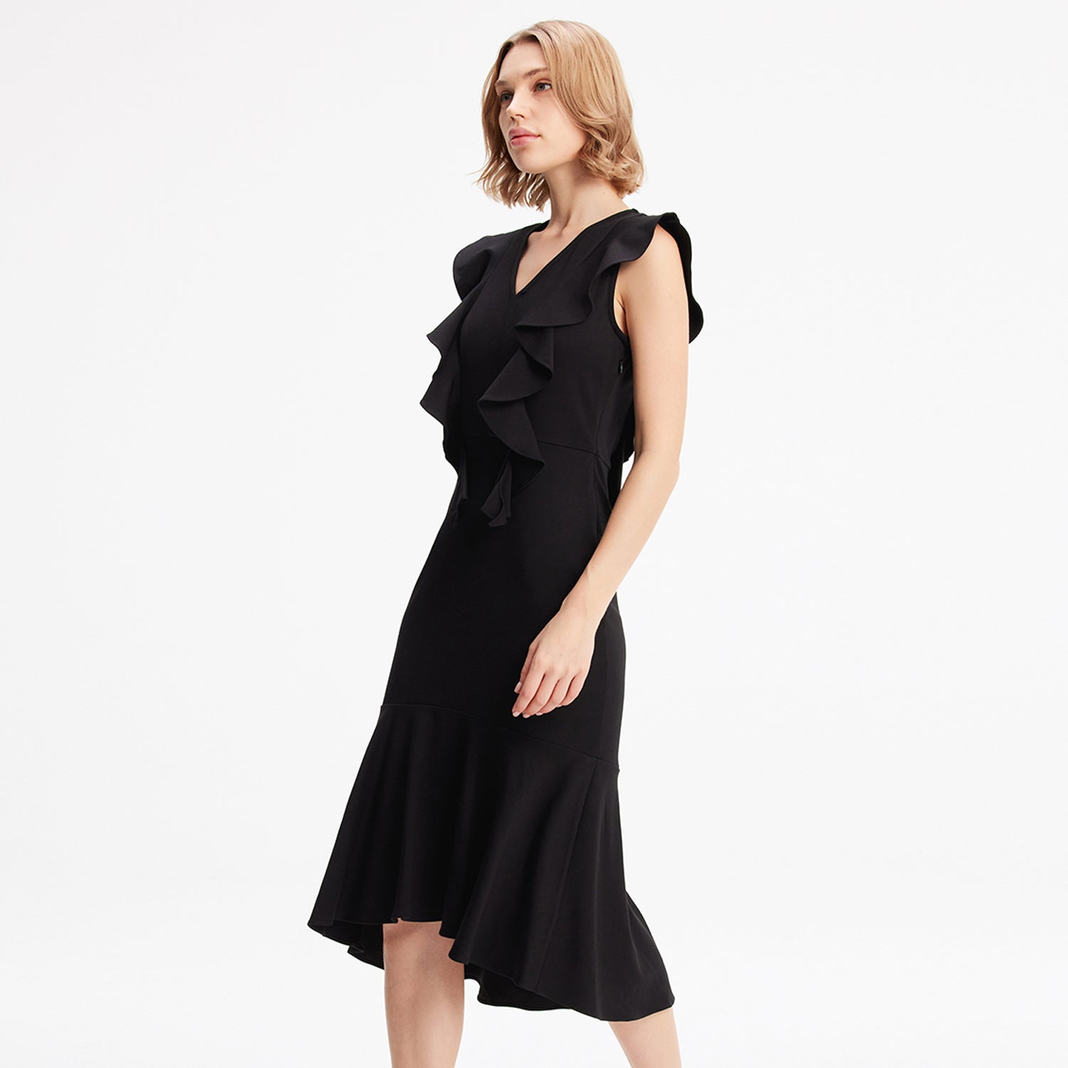 Robe jersey à larges volants