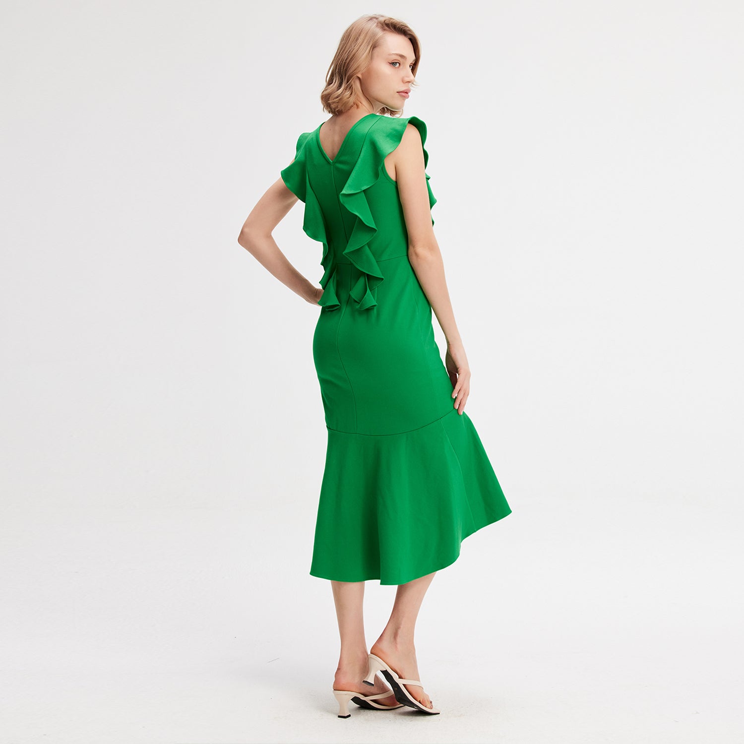 Robe jersey à larges volants