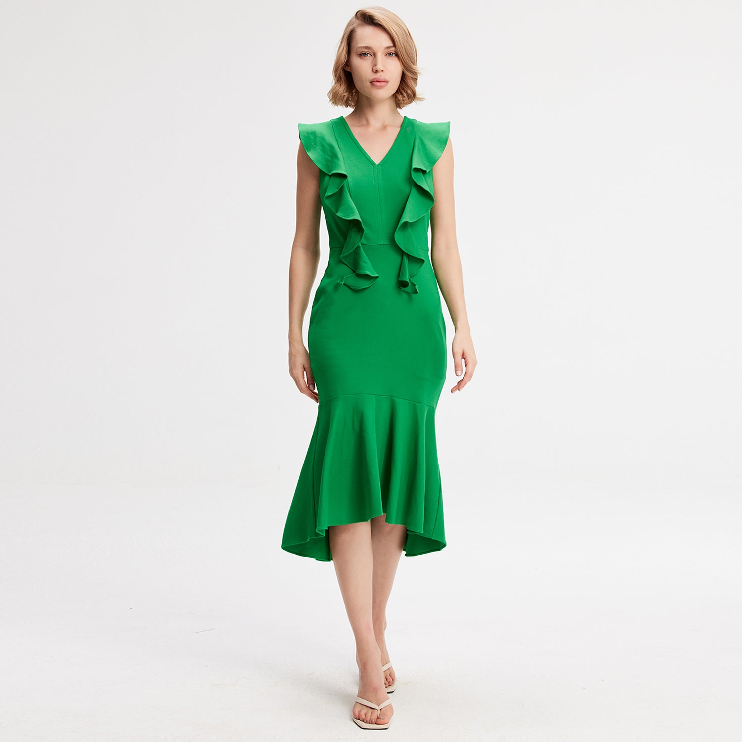 Robe jersey à larges volants