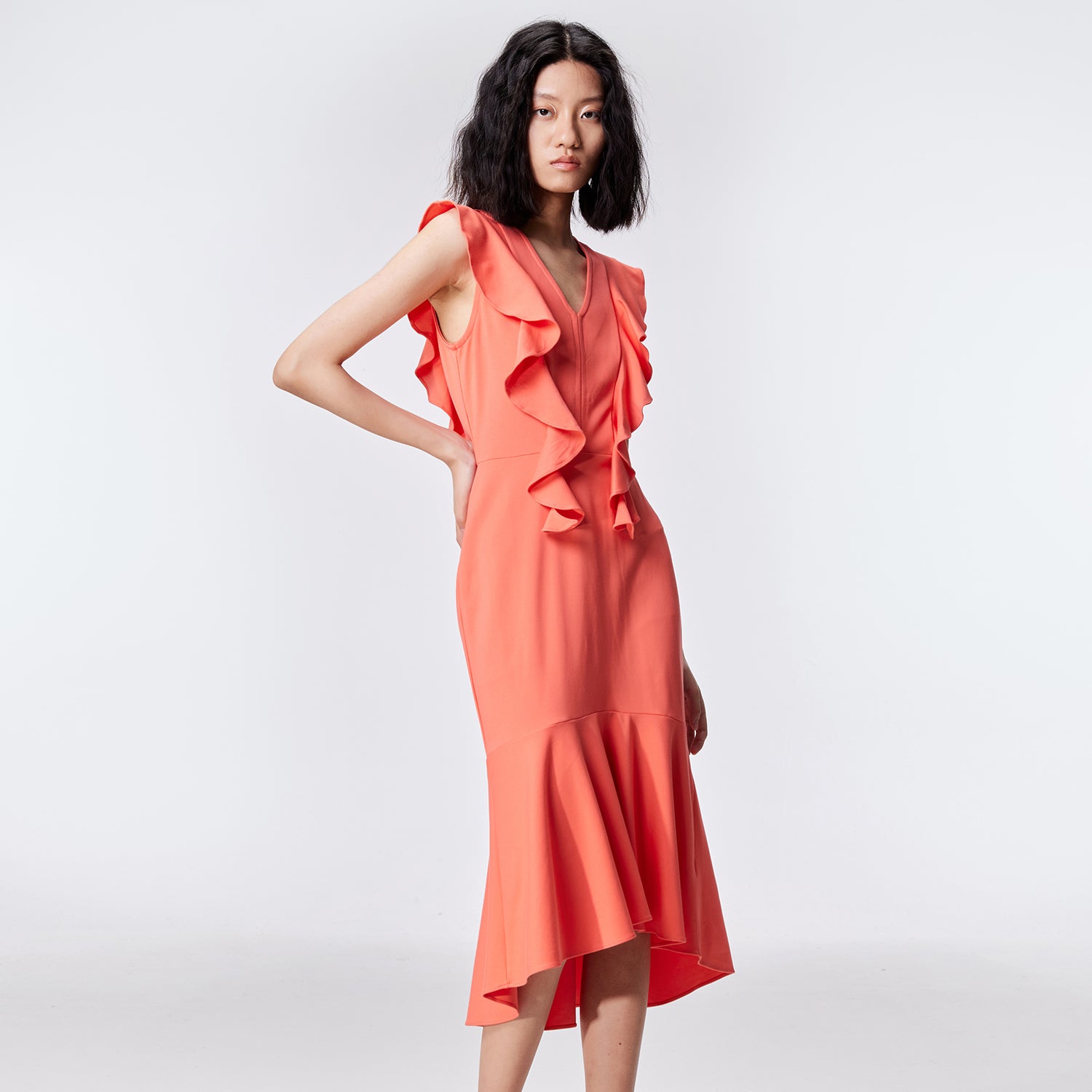 Robe jersey à larges volants