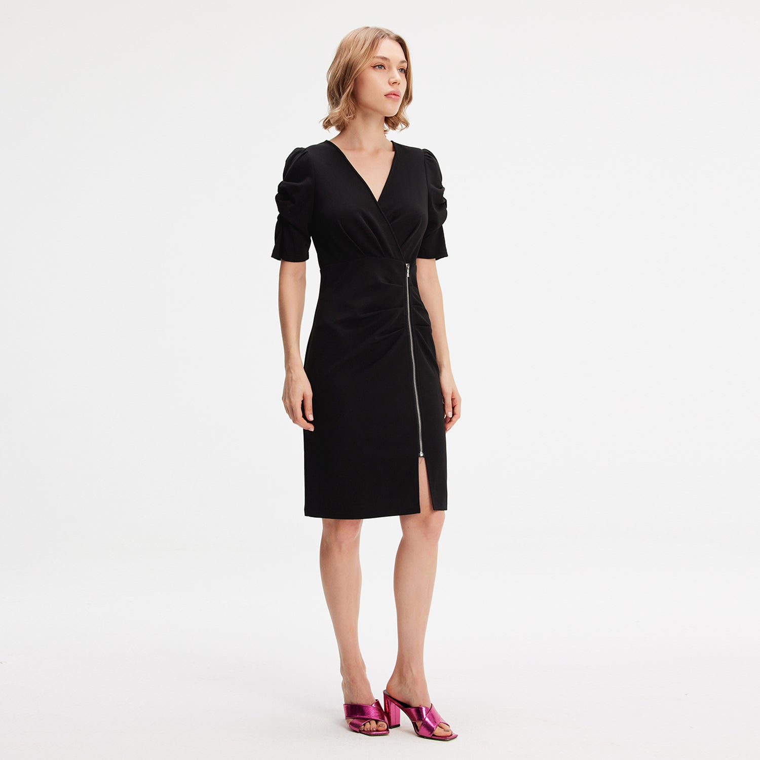 Robe jersey à zip coté