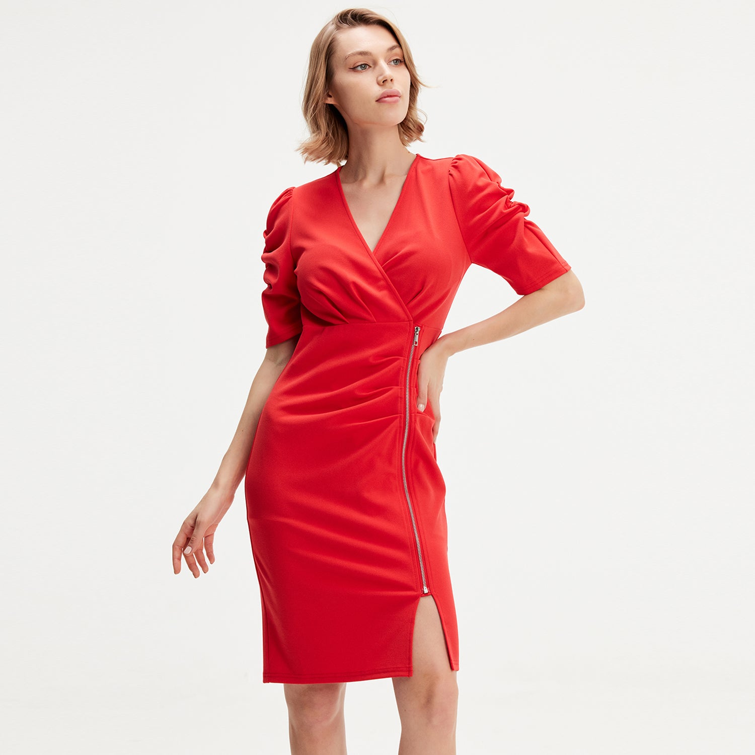 Robe jersey à zip coté