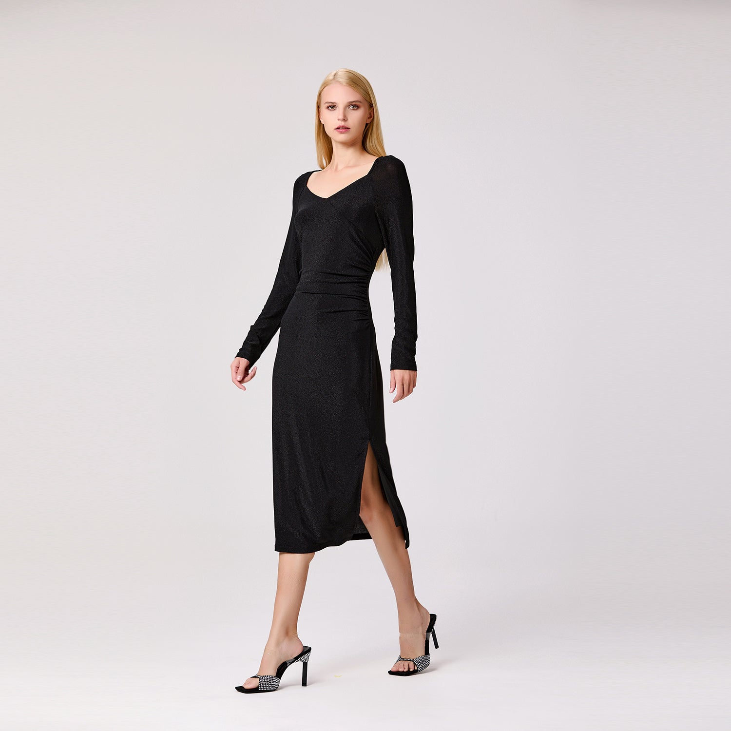 Robe ajustée en jersey à fronces sur le côté
