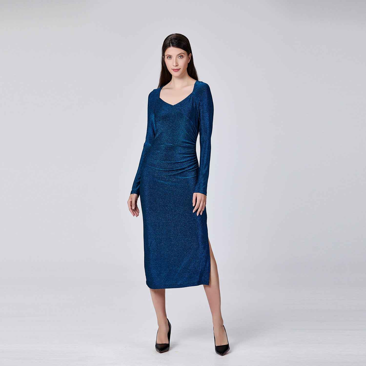 Robe ajustée en jersey à fronces sur le côté