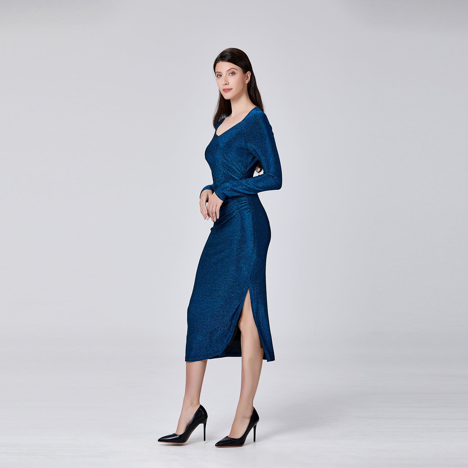 Robe ajustée en jersey à fronces sur le côté