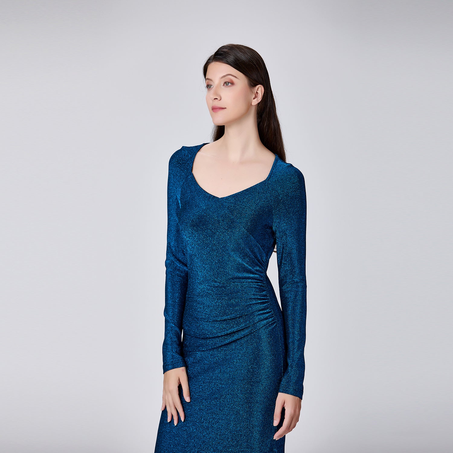Robe ajustée en jersey à fronces sur le côté