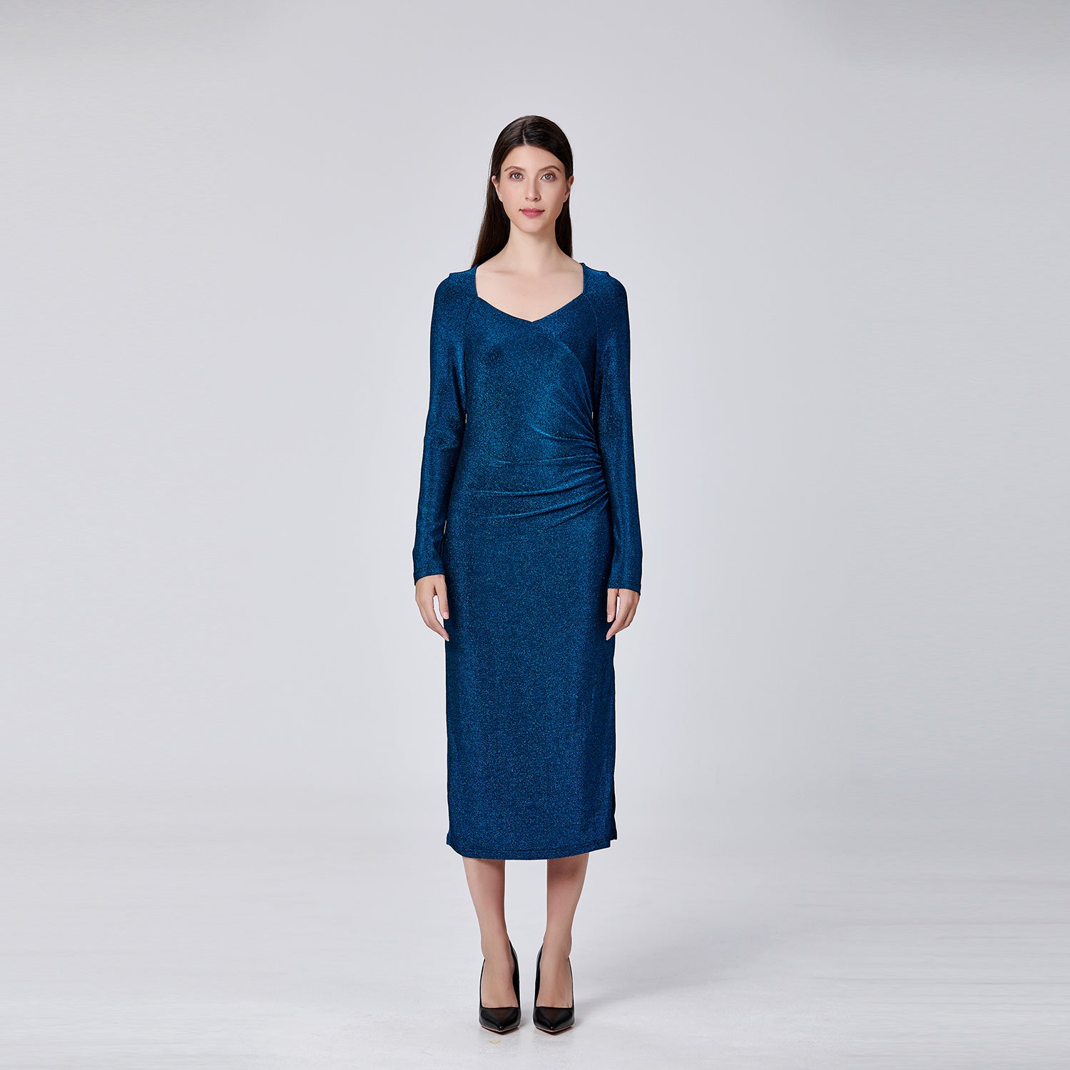 Robe ajustée en jersey à fronces sur le côté