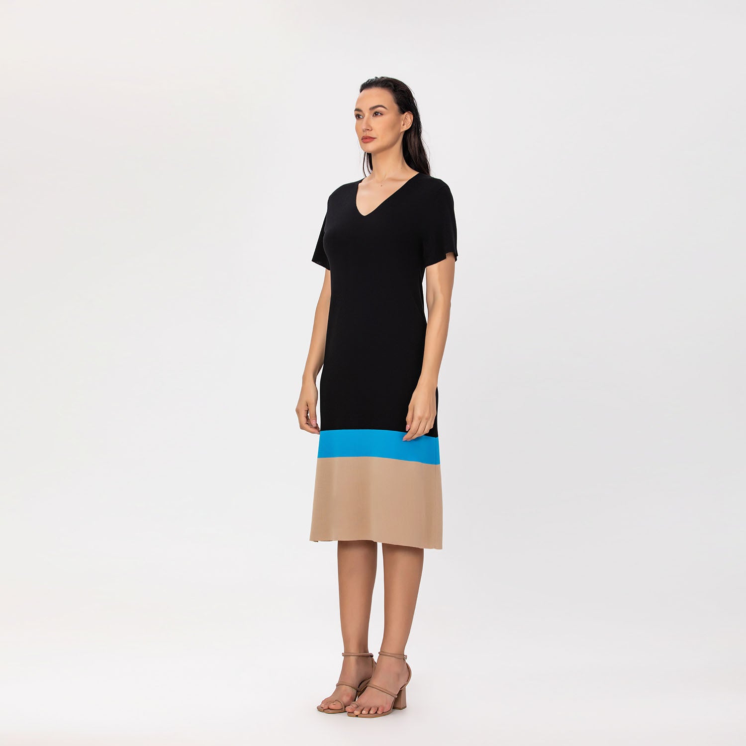 Robe en maille color-block