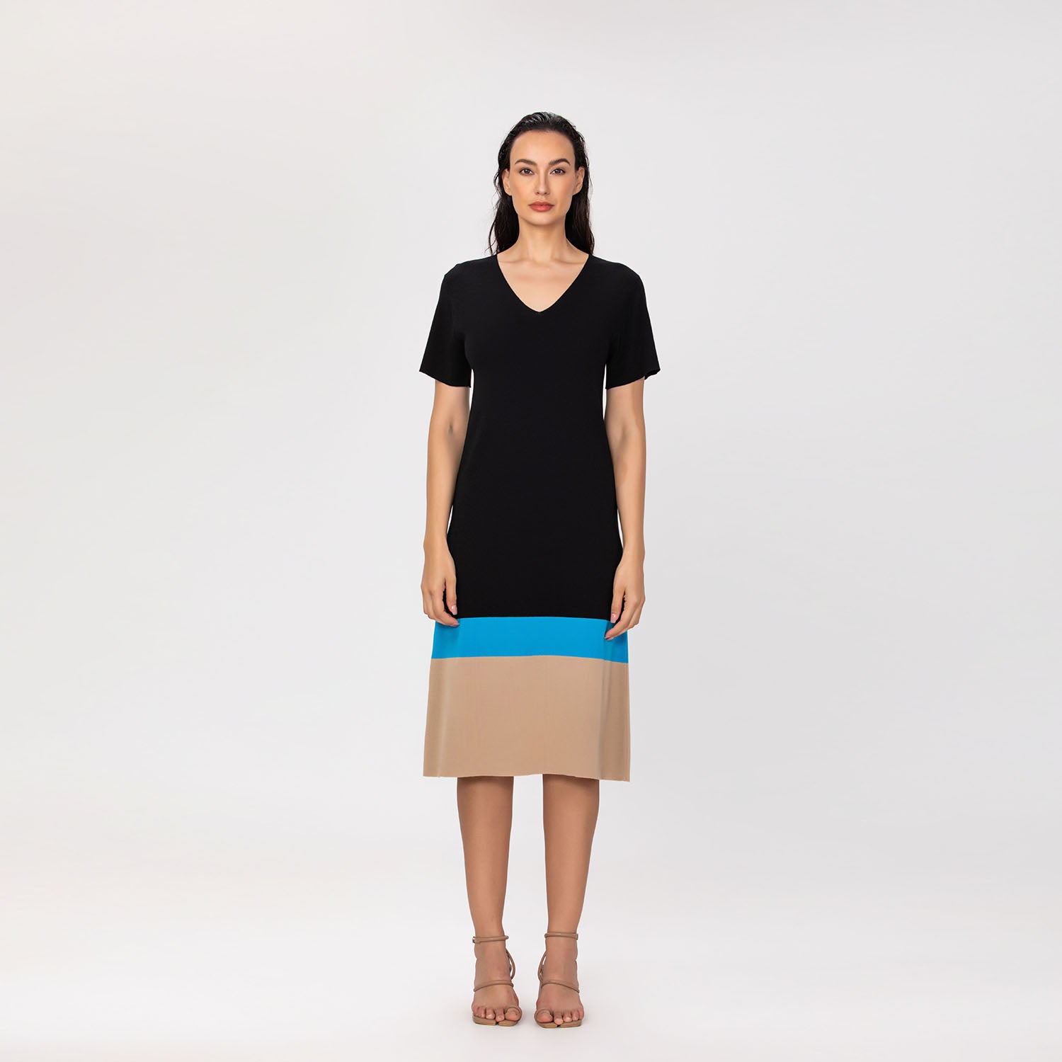 Robe en maille color-block