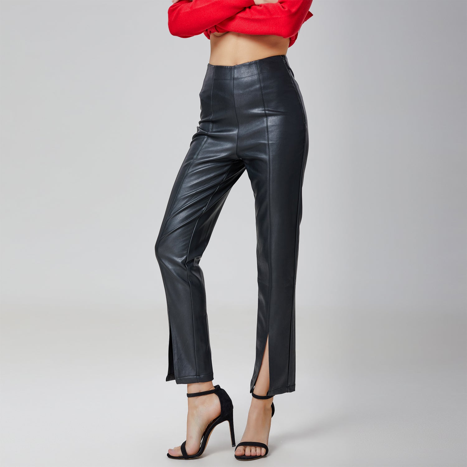 Pantalon cigarette en simili cuir