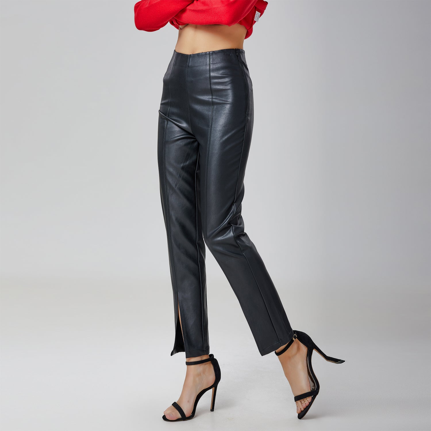 Pantalon cigarette en simili cuir