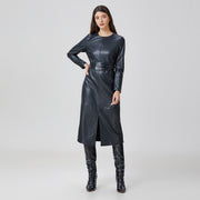 Robe à manches longues en simili cuir