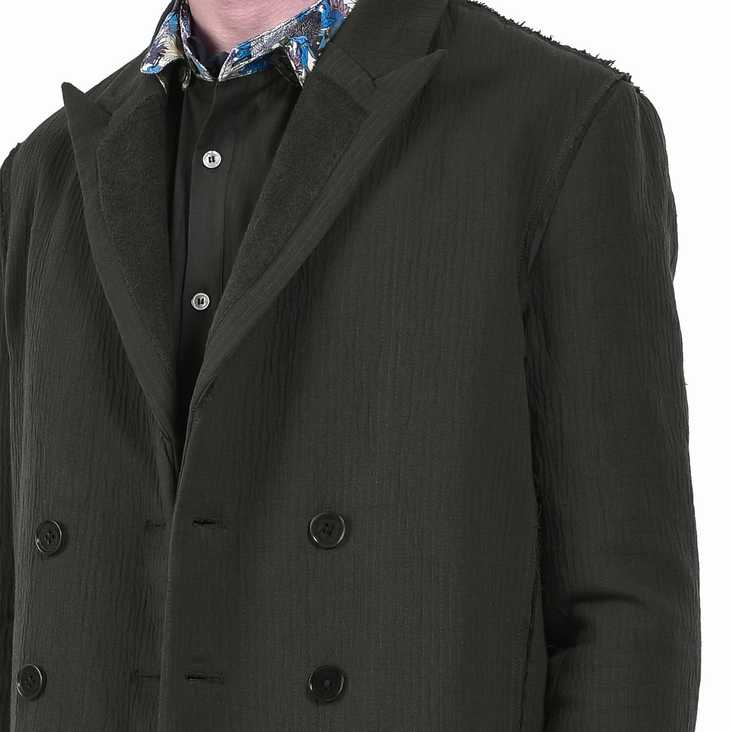 Manteau Tailleur Bimatière en Coton Texturé