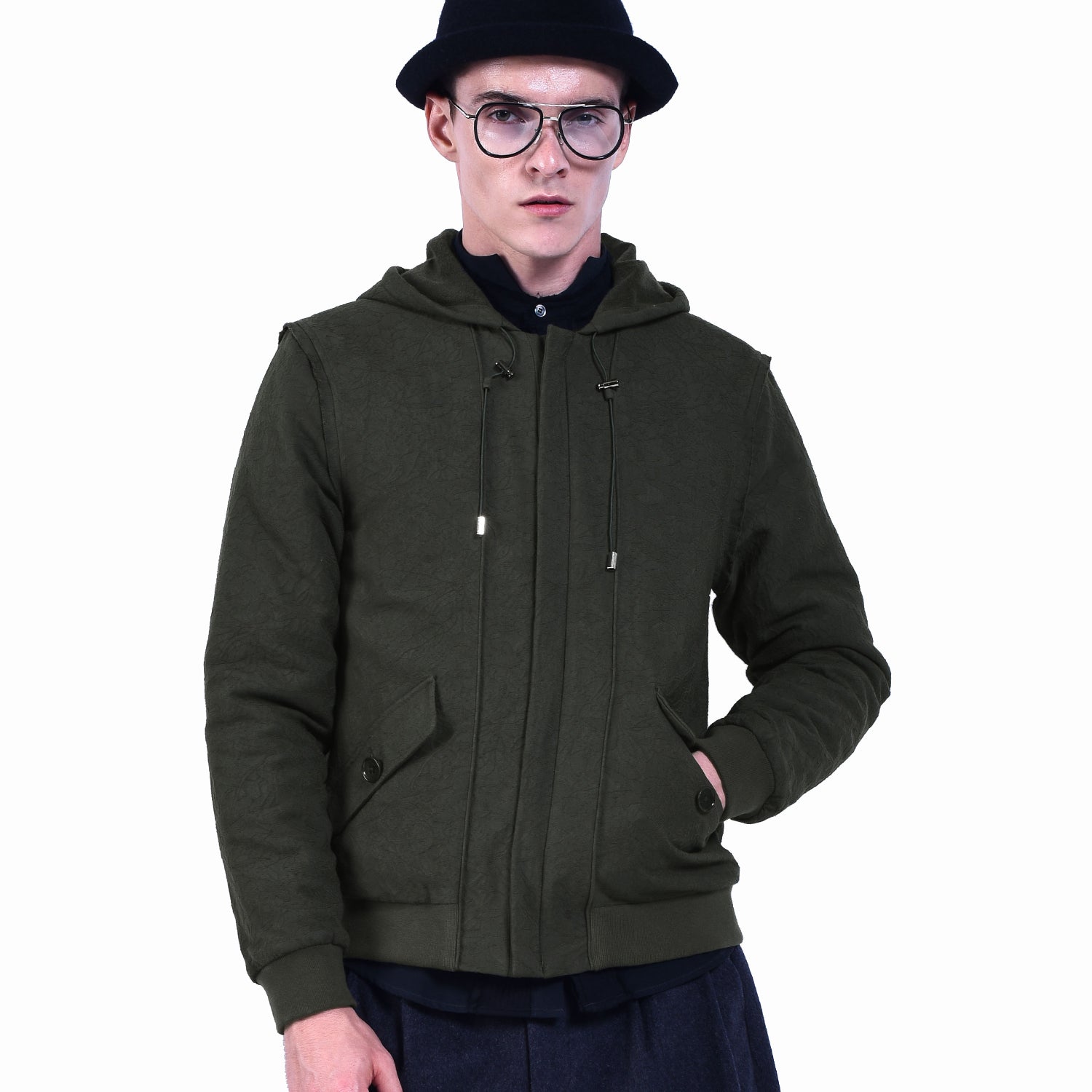 Veste à capuche en jacquard de coton