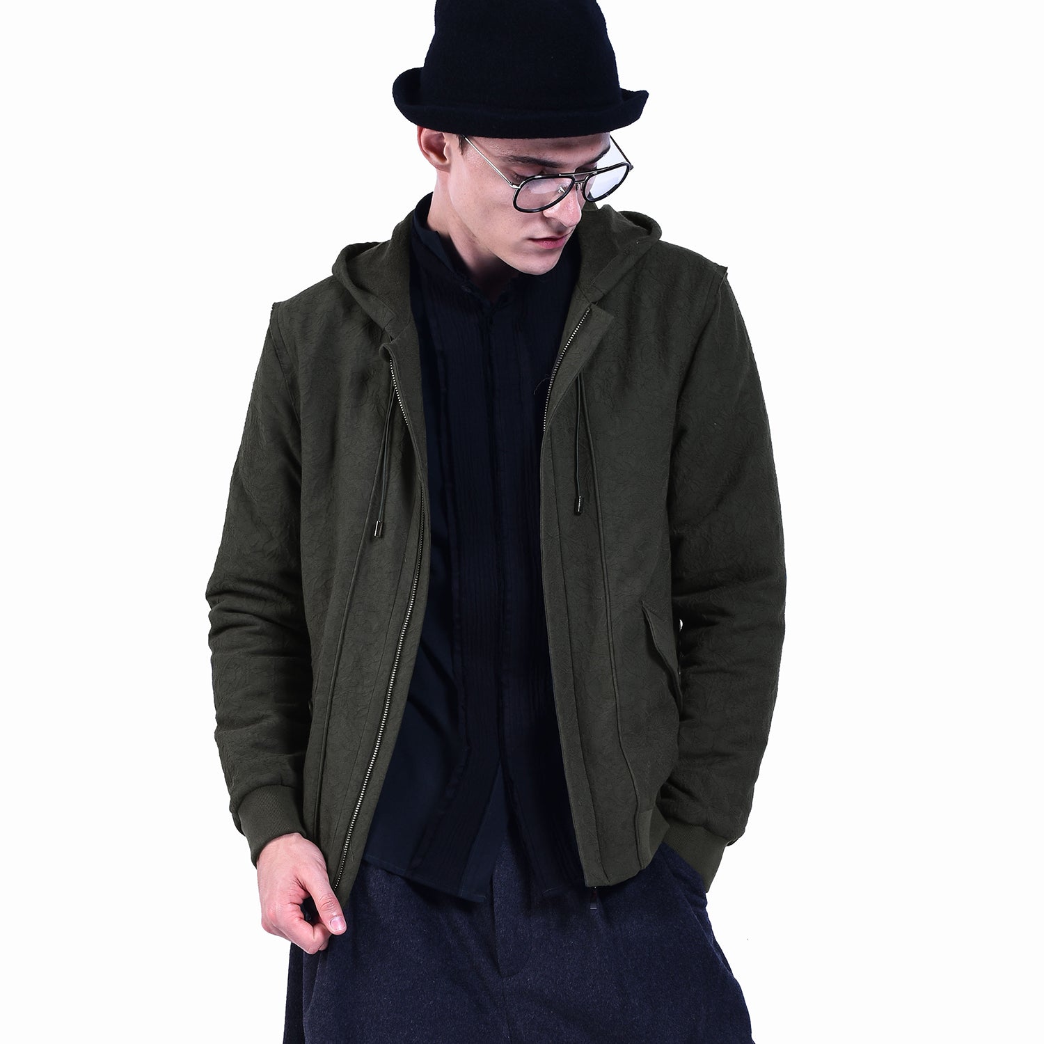 Veste à capuche en jacquard de coton