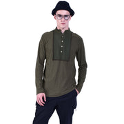 T-shirt Manches Longues à Plastron Surpiqué