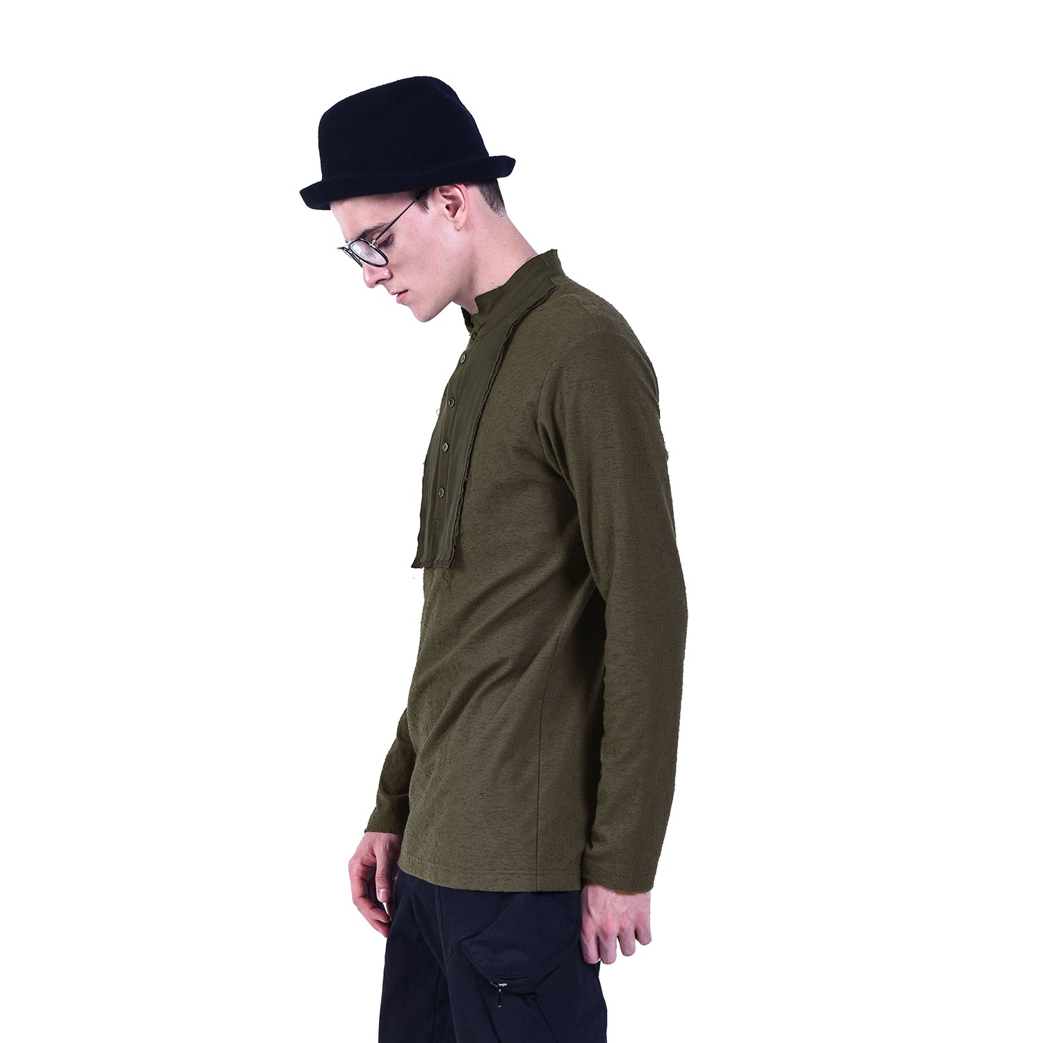 T-shirt Manches Longues à Plastron Surpiqué