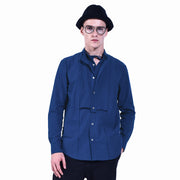 Chemise en coton avec plastron surpiqué et col amovible