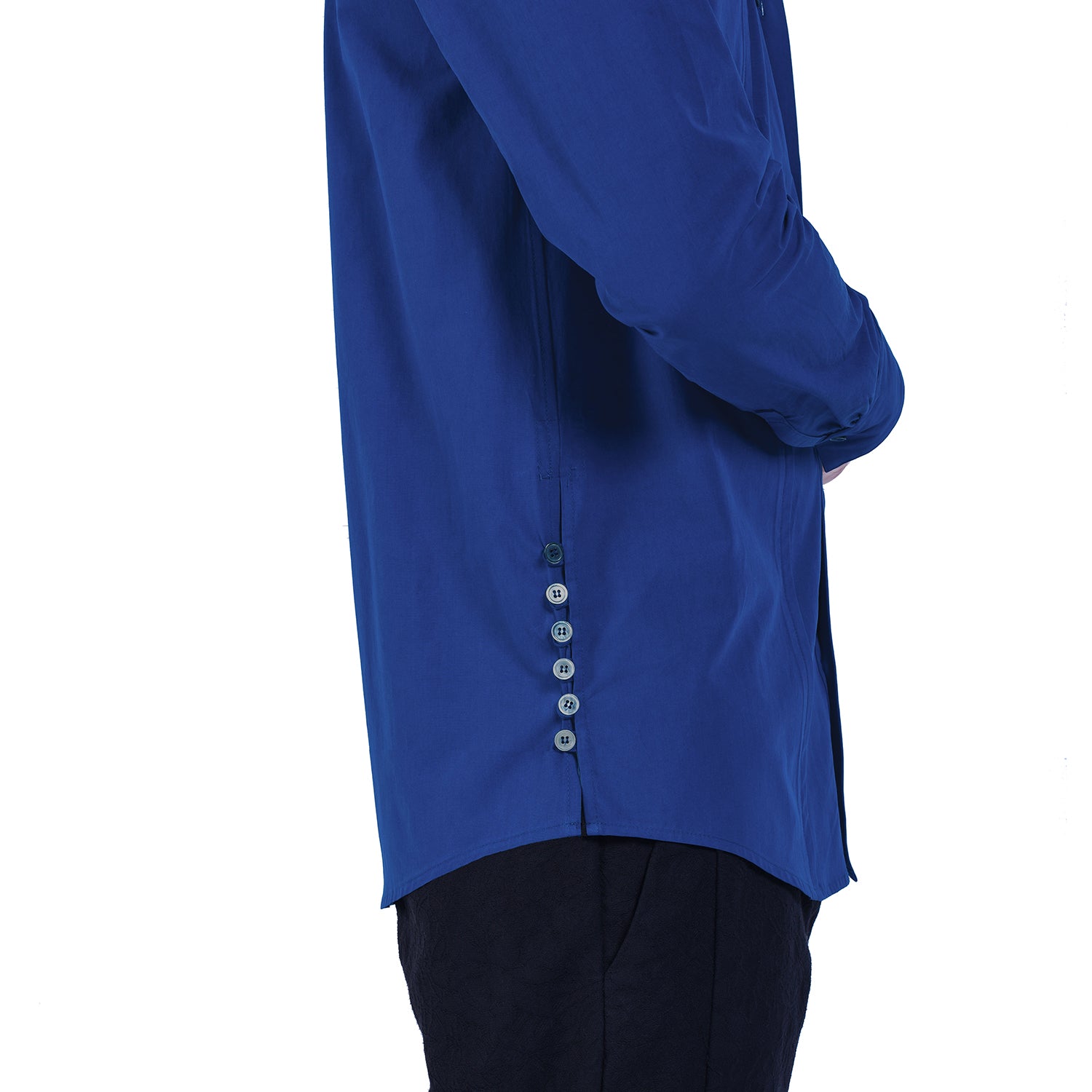 Chemise en coton avec plastron surpiqué et col amovible