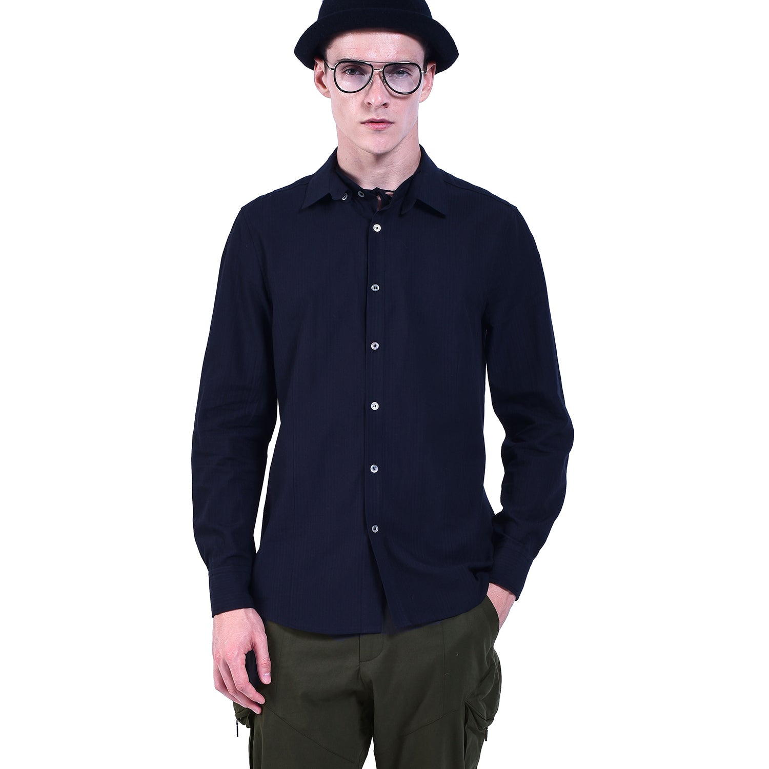 Chemise à manches longues avec double col amovible