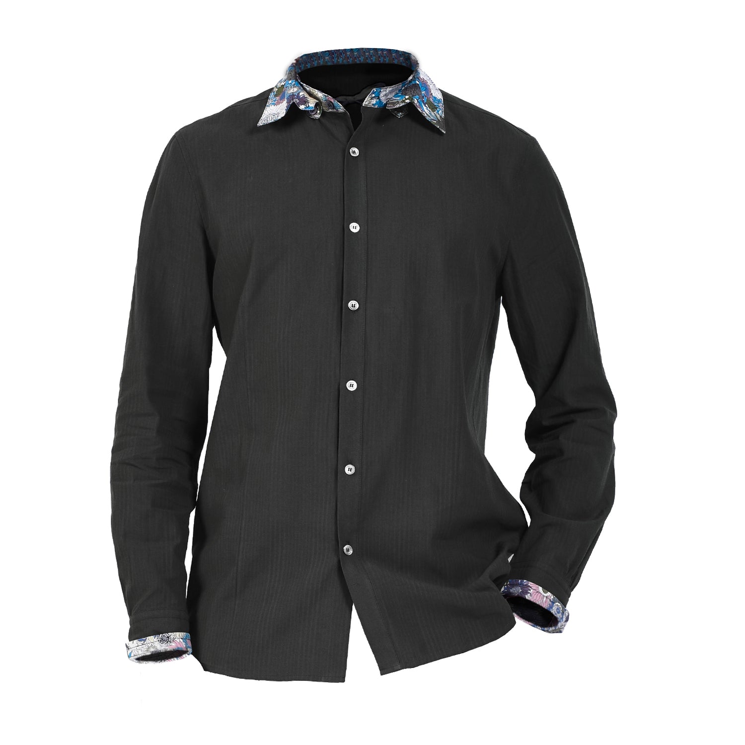 Chemise homme en coton avec col contrasté imprimé