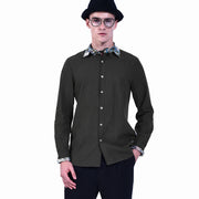 Chemise homme en coton avec col contrasté imprimé